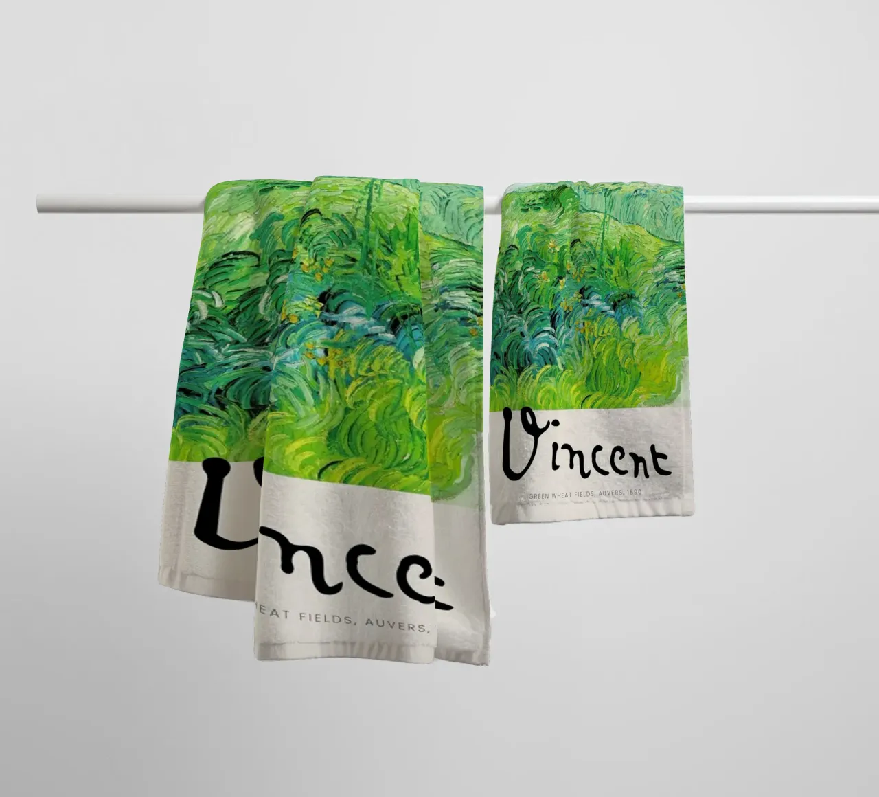 Signed, Vincent – Green Wheat Fields 2 asciugamano da bagno da Vintage by JUNIQE