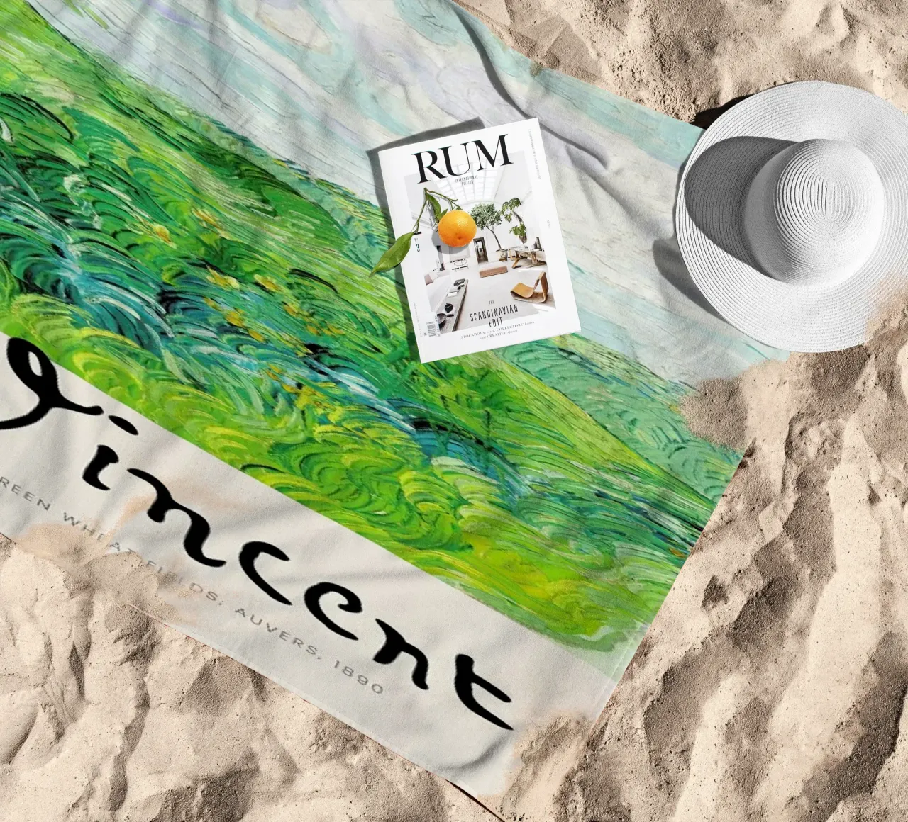 Signed, Vincent – Green Wheat Fields 2 telo mare da Vintage by JUNIQE