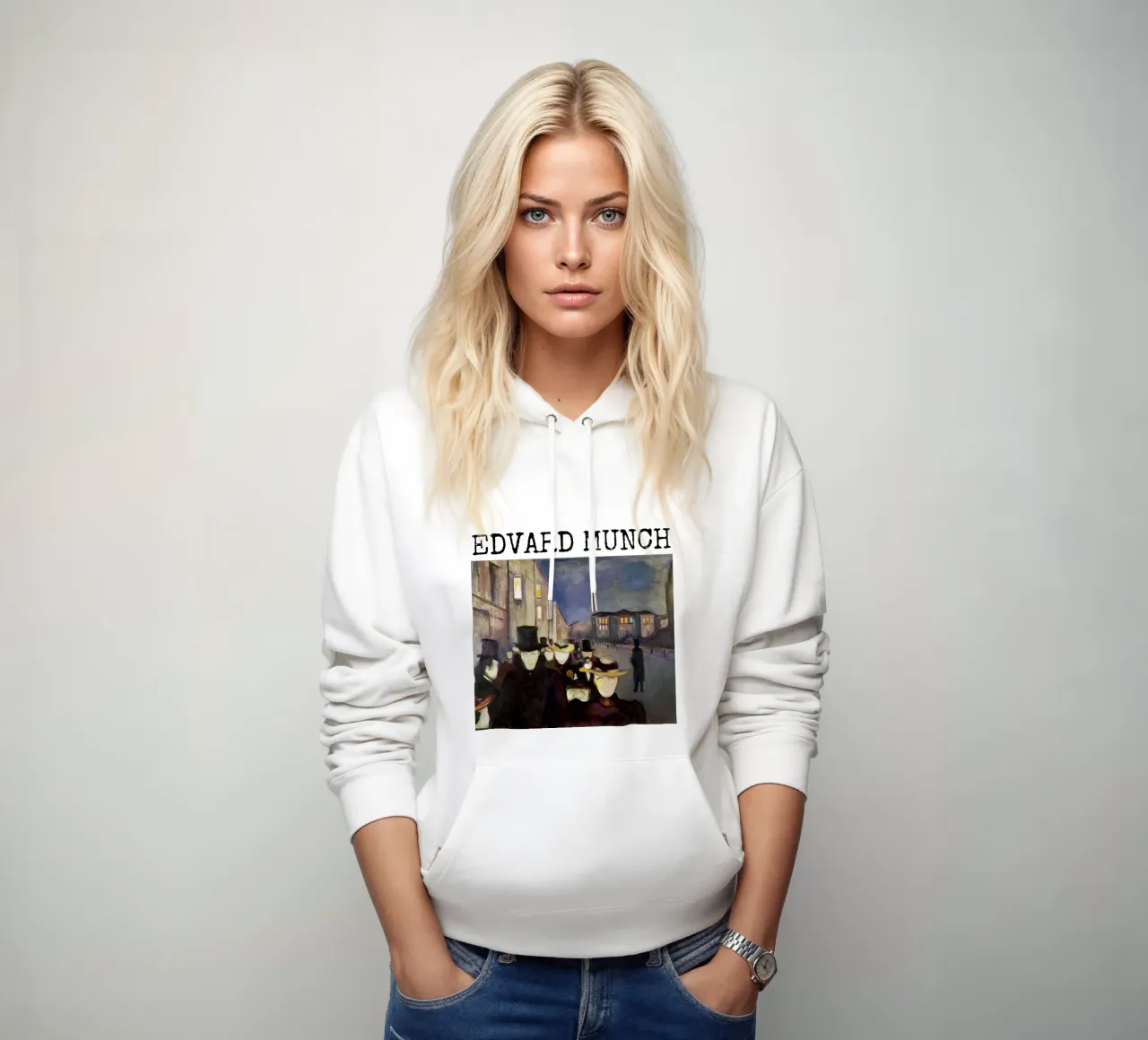 Sera in via Karl Johan di Edvard Munch felpa con cappuccio da kaitlinparkershop
