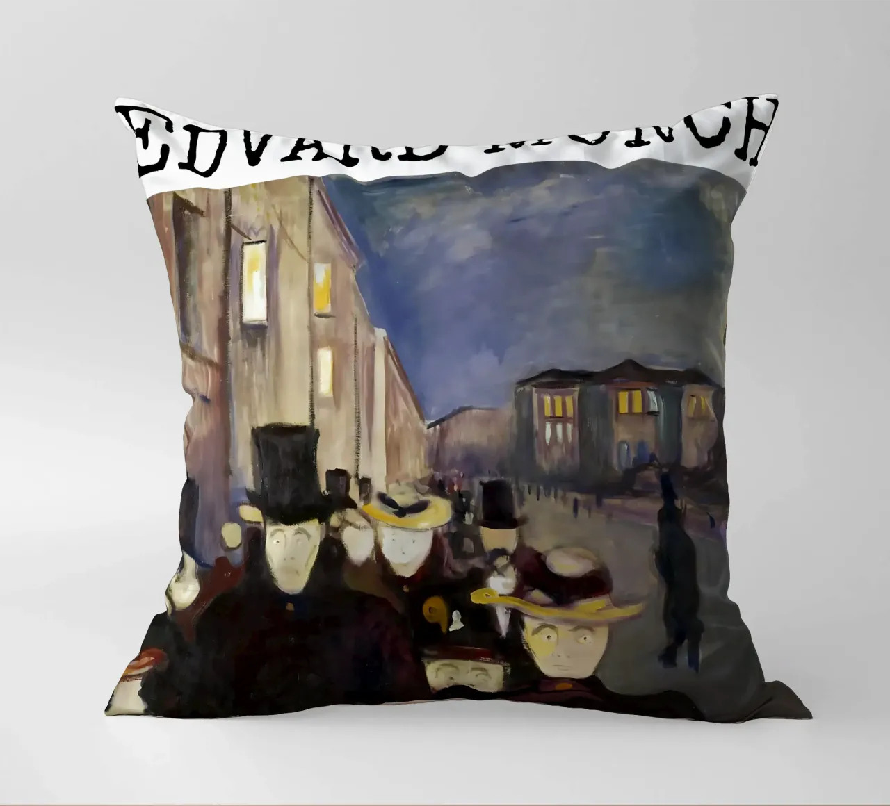 Sera in via Karl Johan di Edvard Munch cuscino da kaitlinparkershop