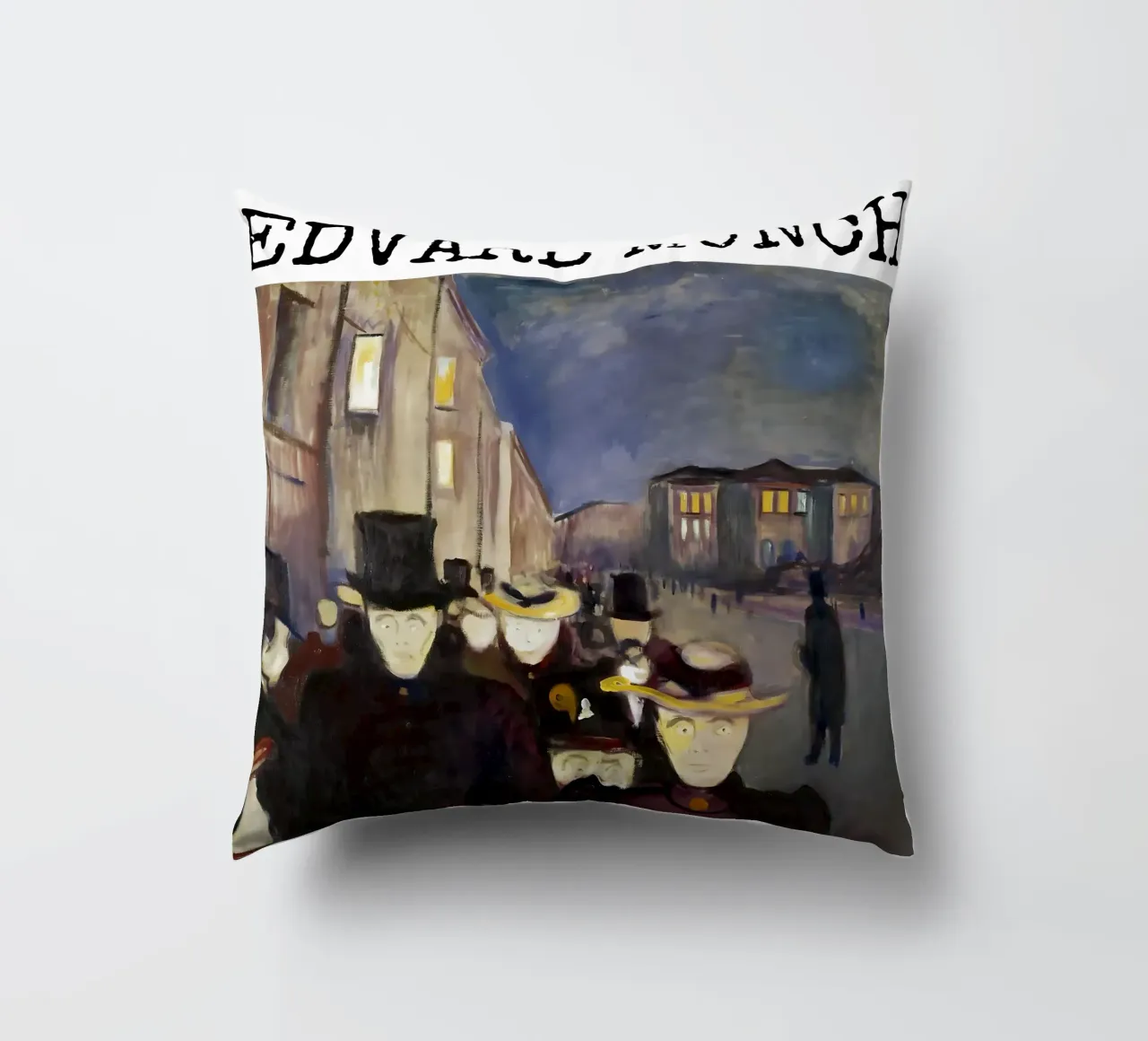 Sera in via Karl Johan di Edvard Munch cuscino da kaitlinparkershop