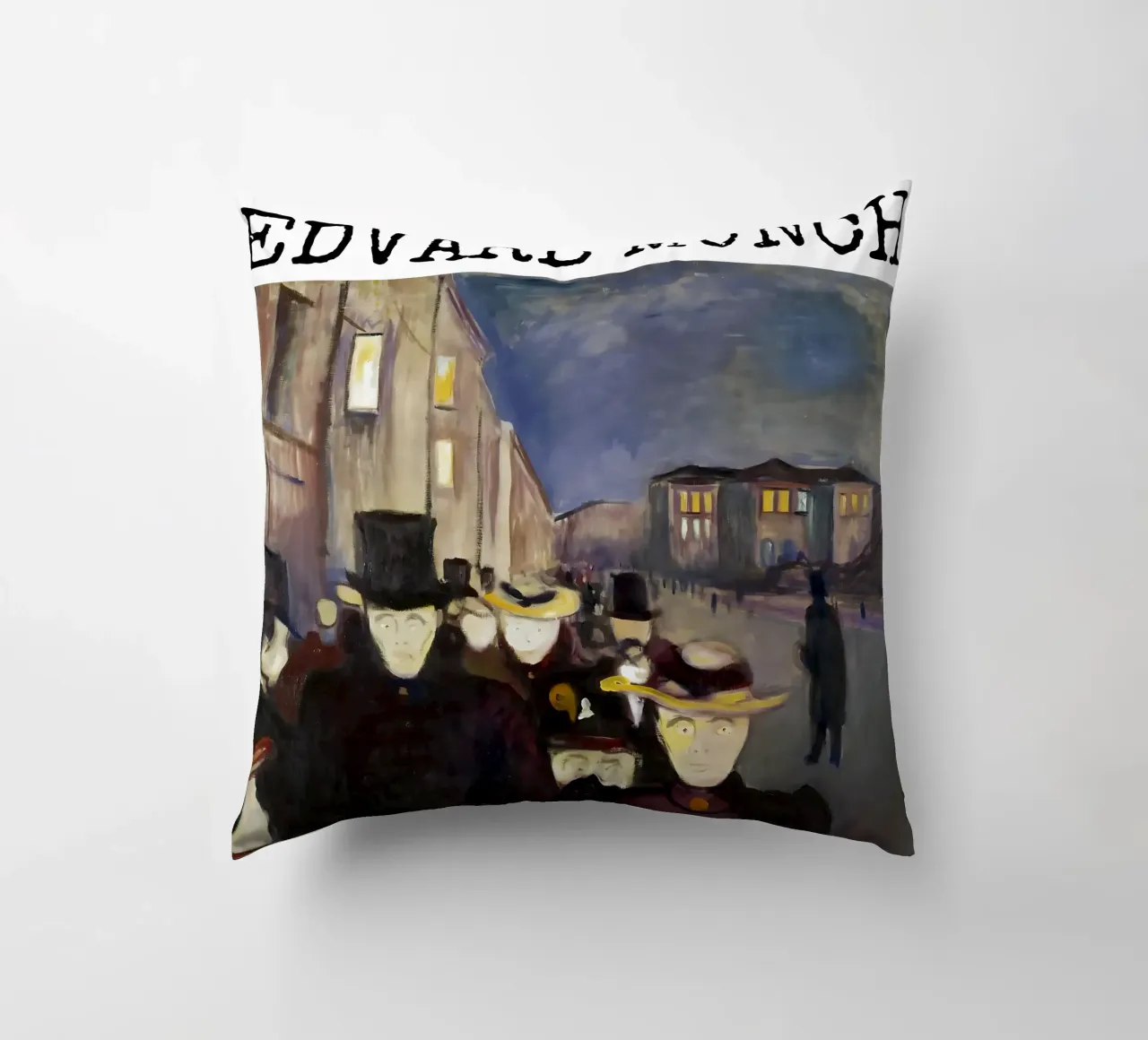 Sera in via Karl Johan di Edvard Munch cuscino da kaitlinparkershop