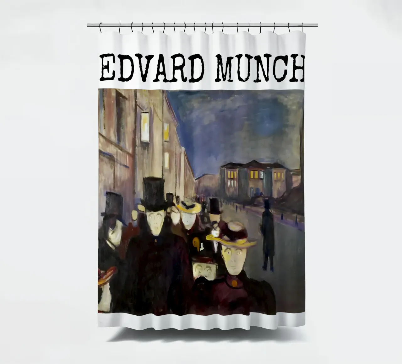 Sera in via Karl Johan di Edvard Munch tenda da doccia da kaitlinparkershop