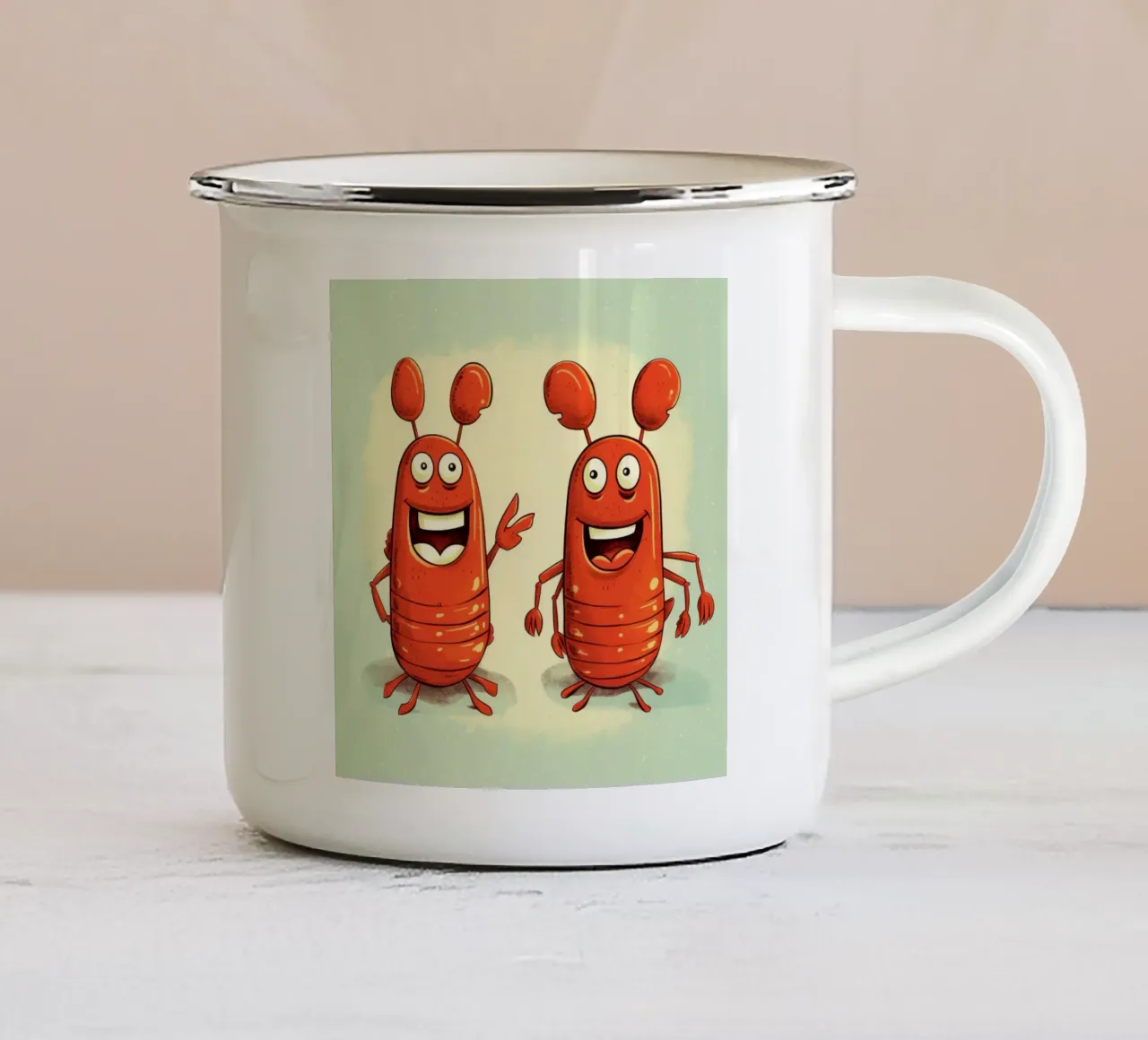 Duo di aragoste retrò tazza in smalto da Funny Animals