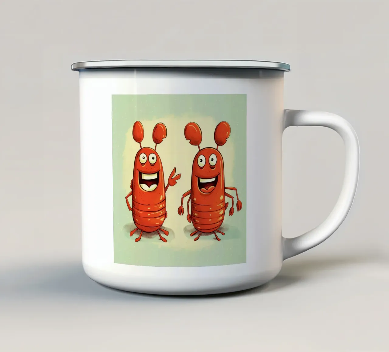 Duo di aragoste retrò tazza in smalto da Funny Animals