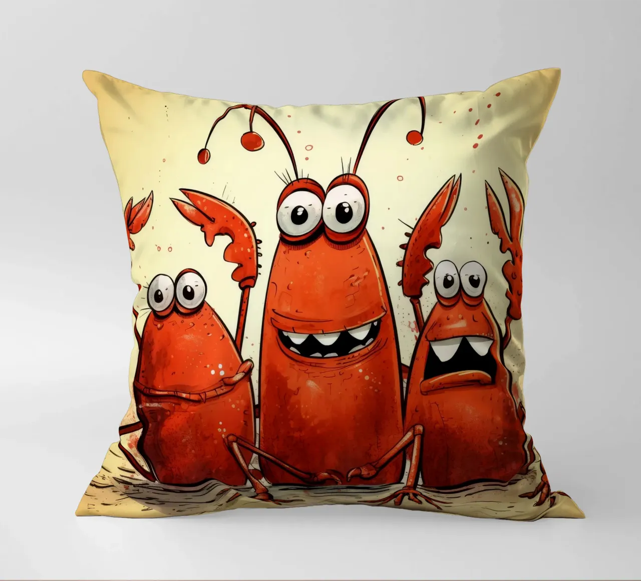 Retro Lobster Gang decorative cushion by Funny Animals