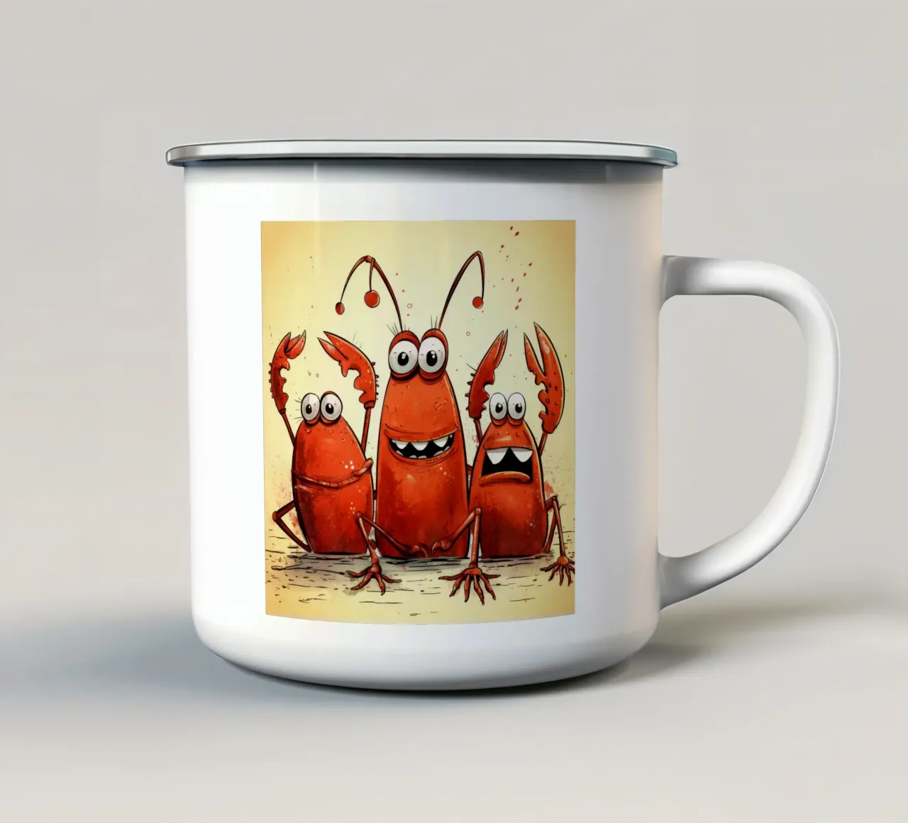 Gang di aragoste retrò tazza in smalto da Funny Animals