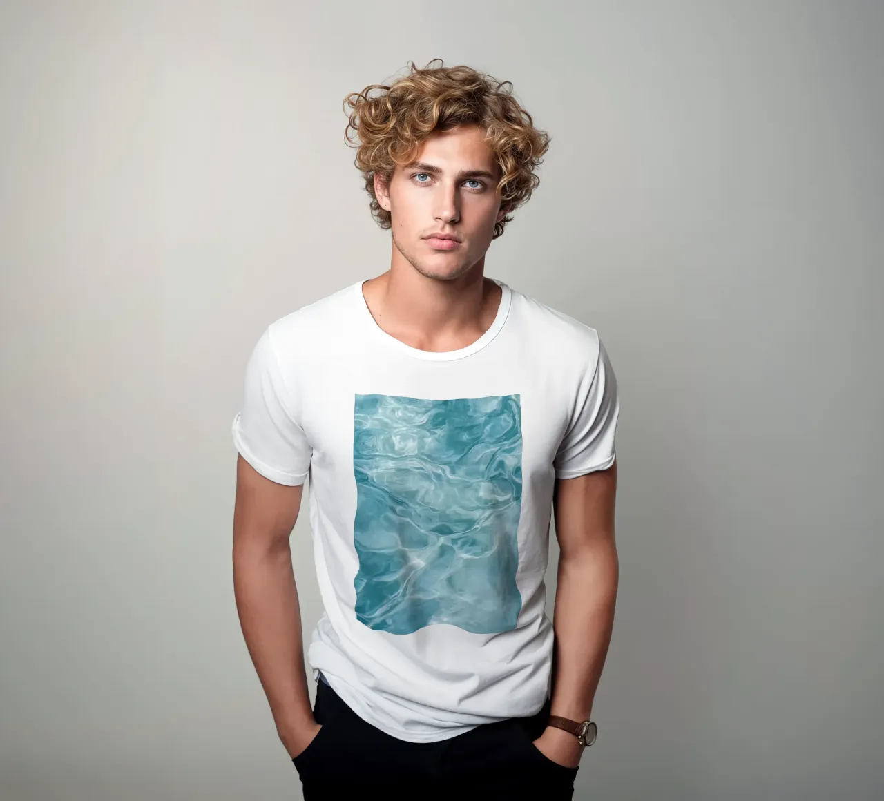 Pastel Blue Ripples - Calm Water Abstract Photo Print t-shirt da Vela Luna