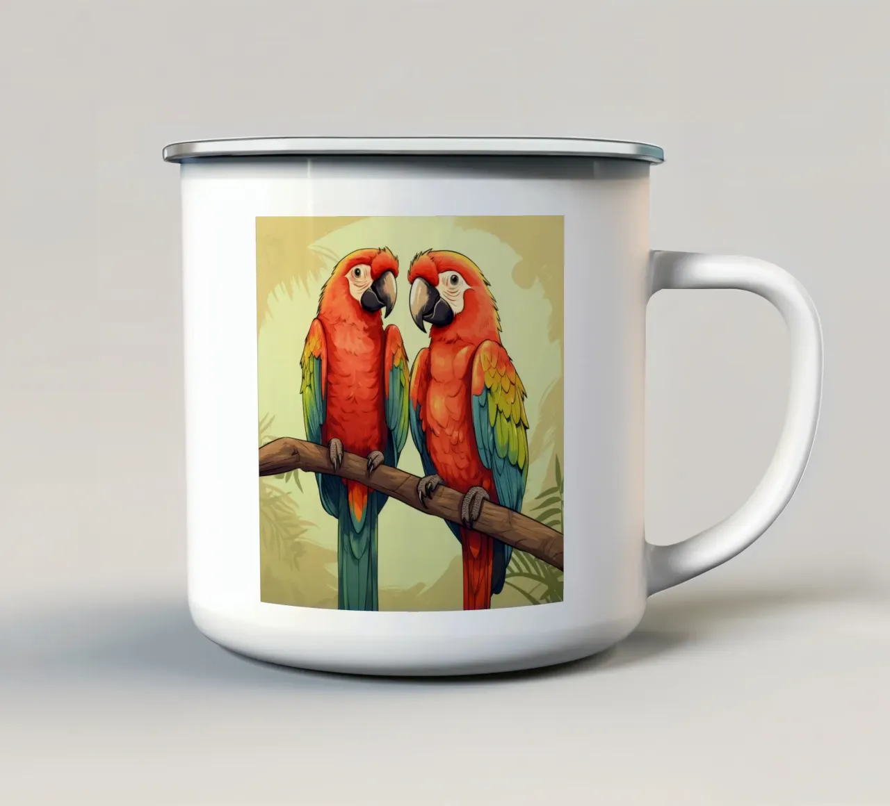 Duo di ara retrò tazza in smalto da Funny Animals