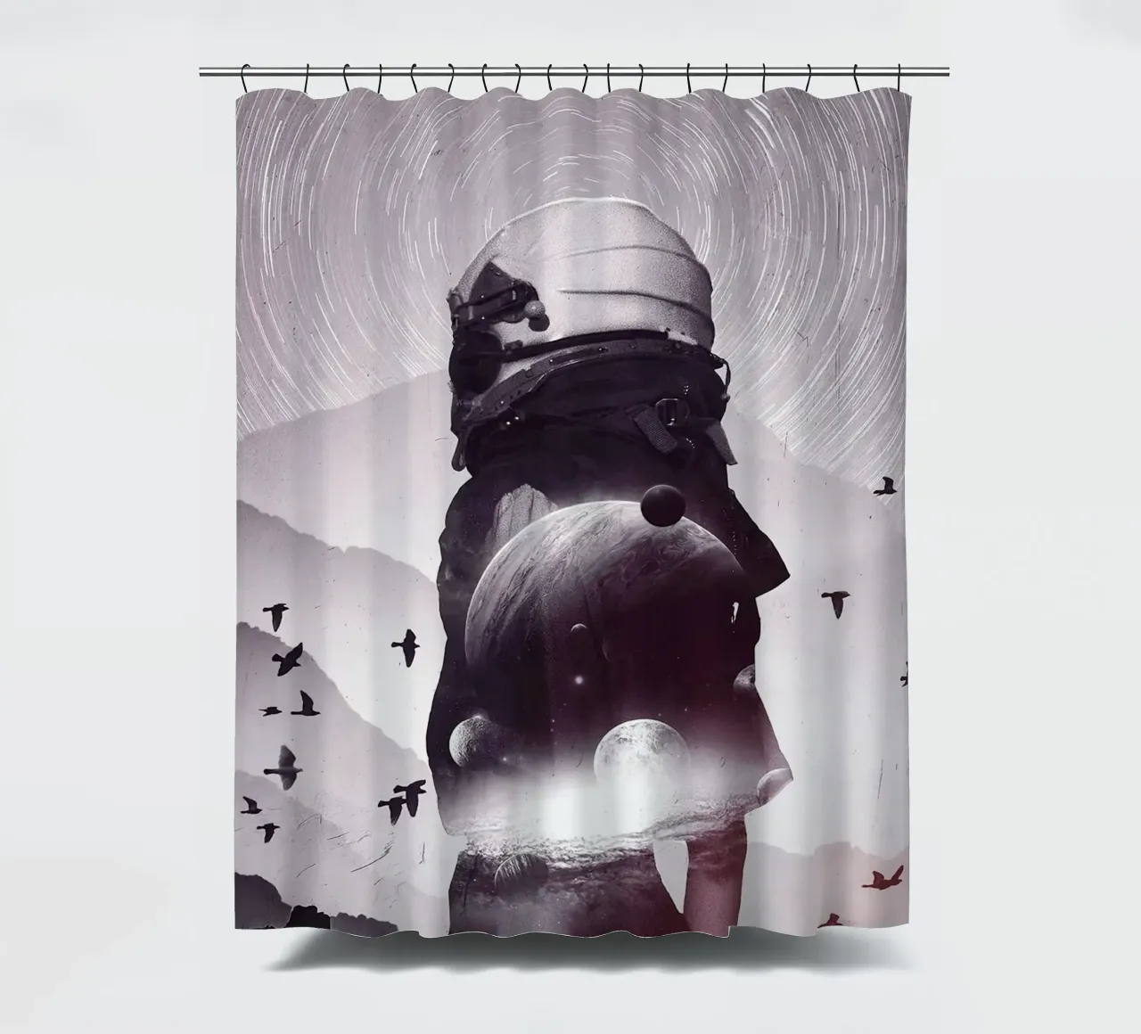 beyond dimensions of space shower curtain by Green