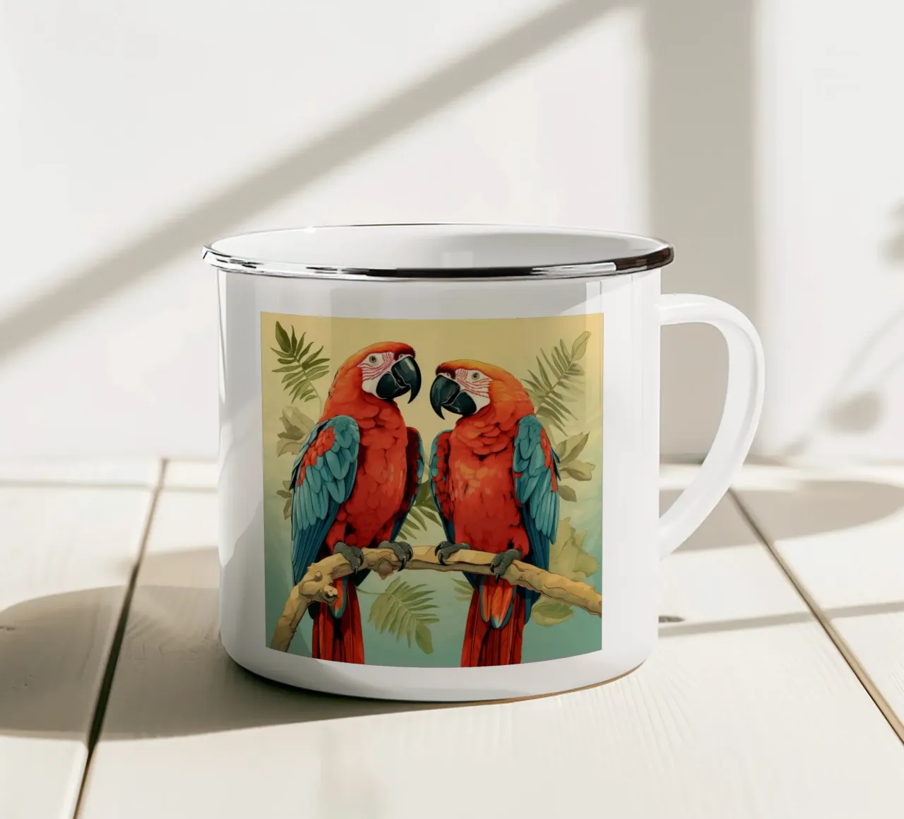 Duo di ara retrò tazza in smalto da Funny Animals