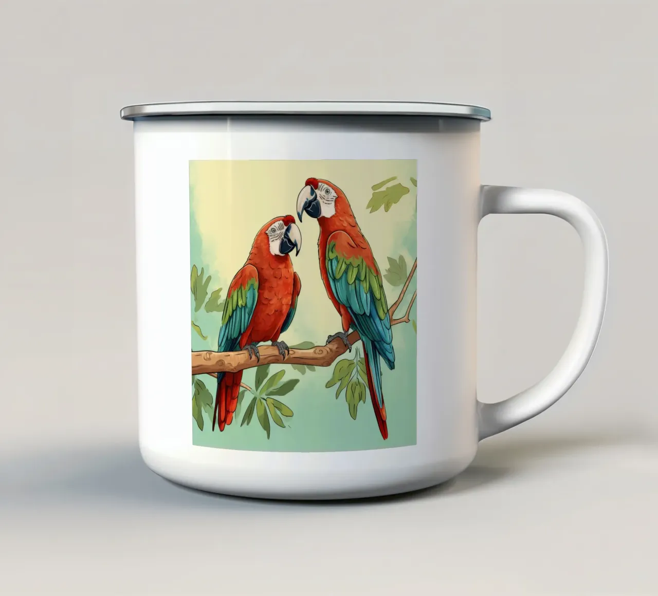 Duo di ara retrò tazza in smalto da Funny Animals