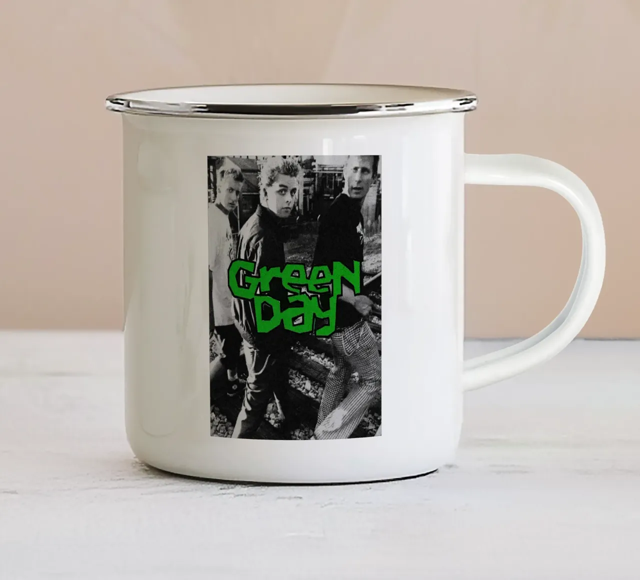 groupe green day mug en émail de vanhesling