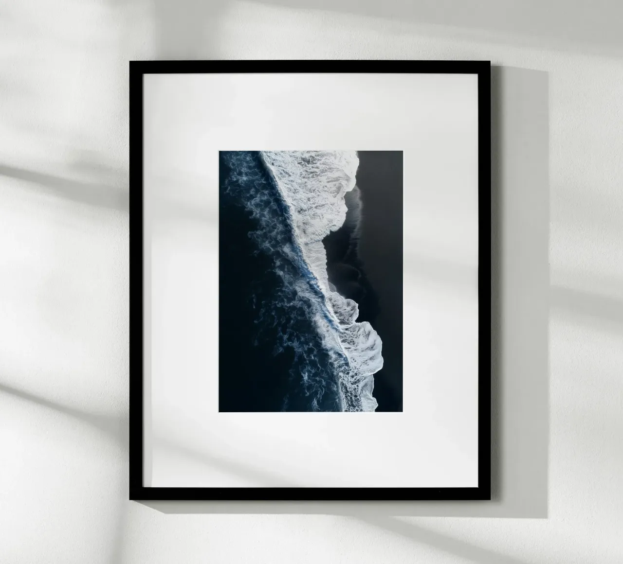 Black Sand Beach & Ocean Waves - Aerial Coastal Poster Hahnemühle von Vela Luna