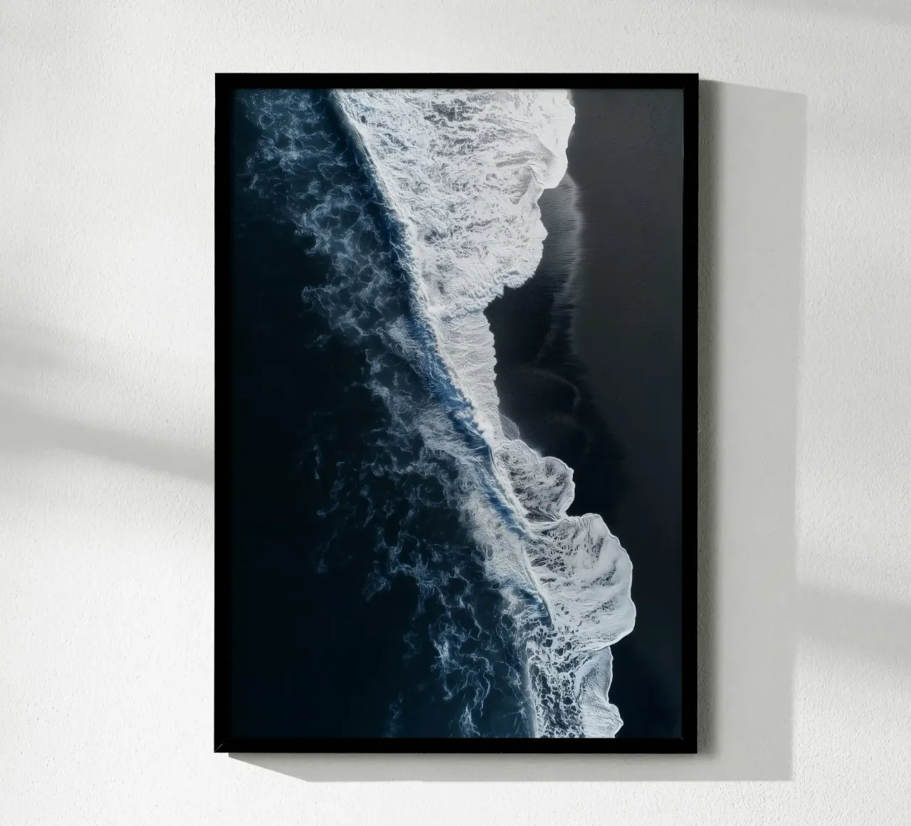Black Sand Beach & Ocean Waves - Aerial Coastal Poster Hahnemühle von Vela Luna
