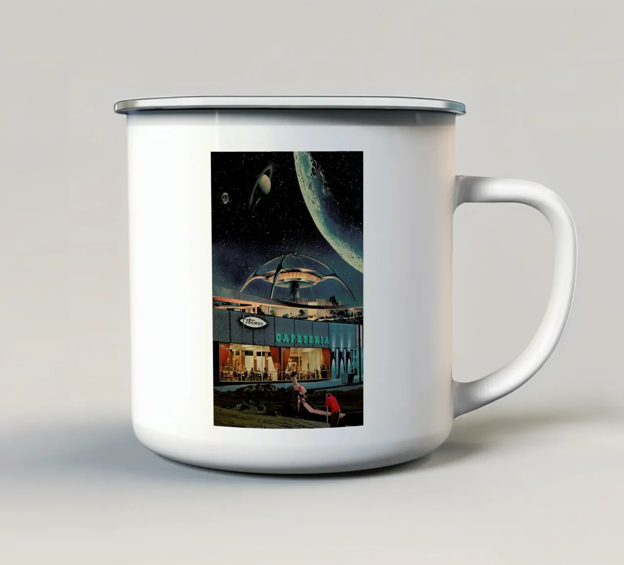 A Postcard From Year 2346 tazza in smalto da Frank Moth