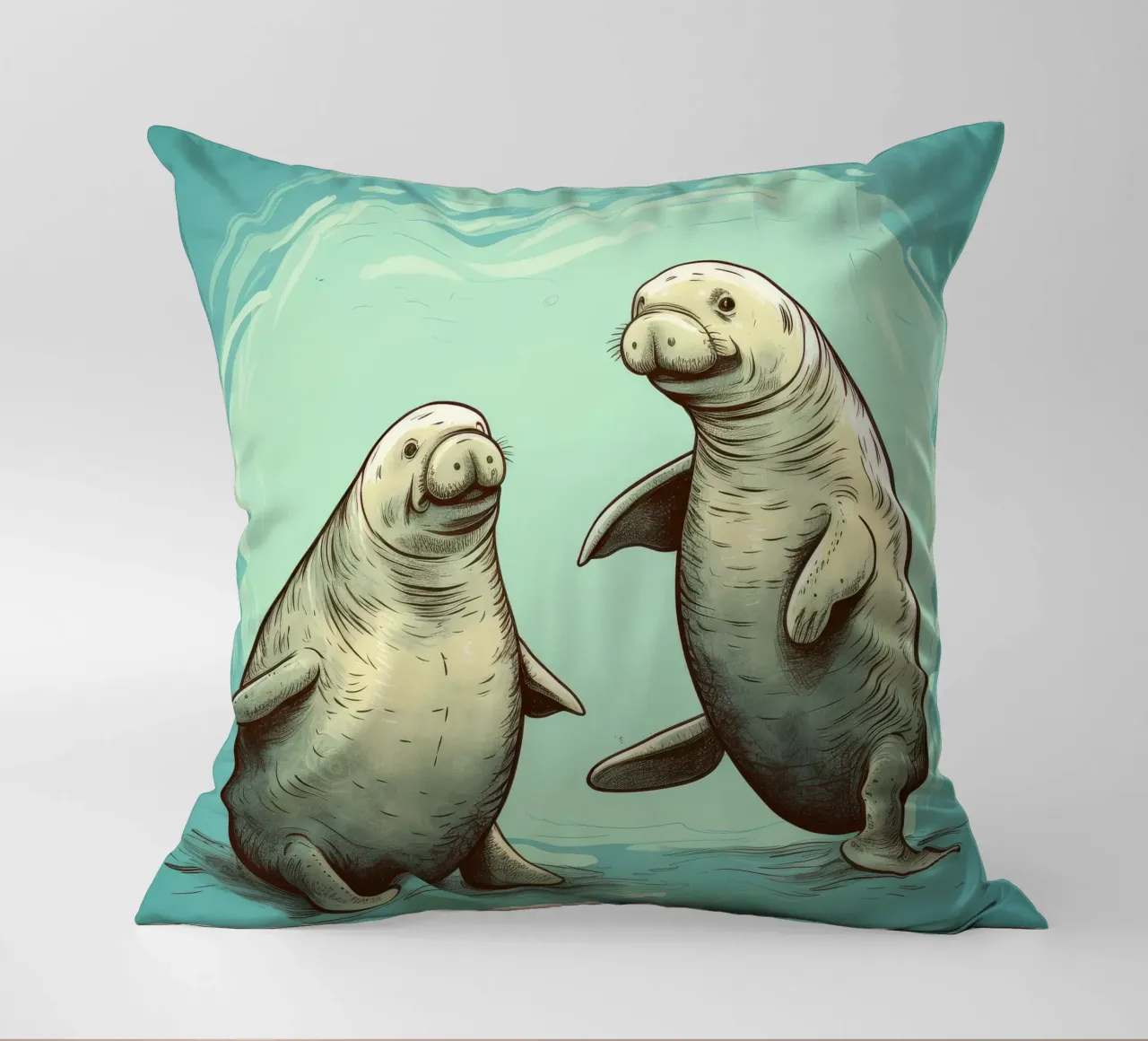 Retro Manatee Duo cuscino da Funny Animals