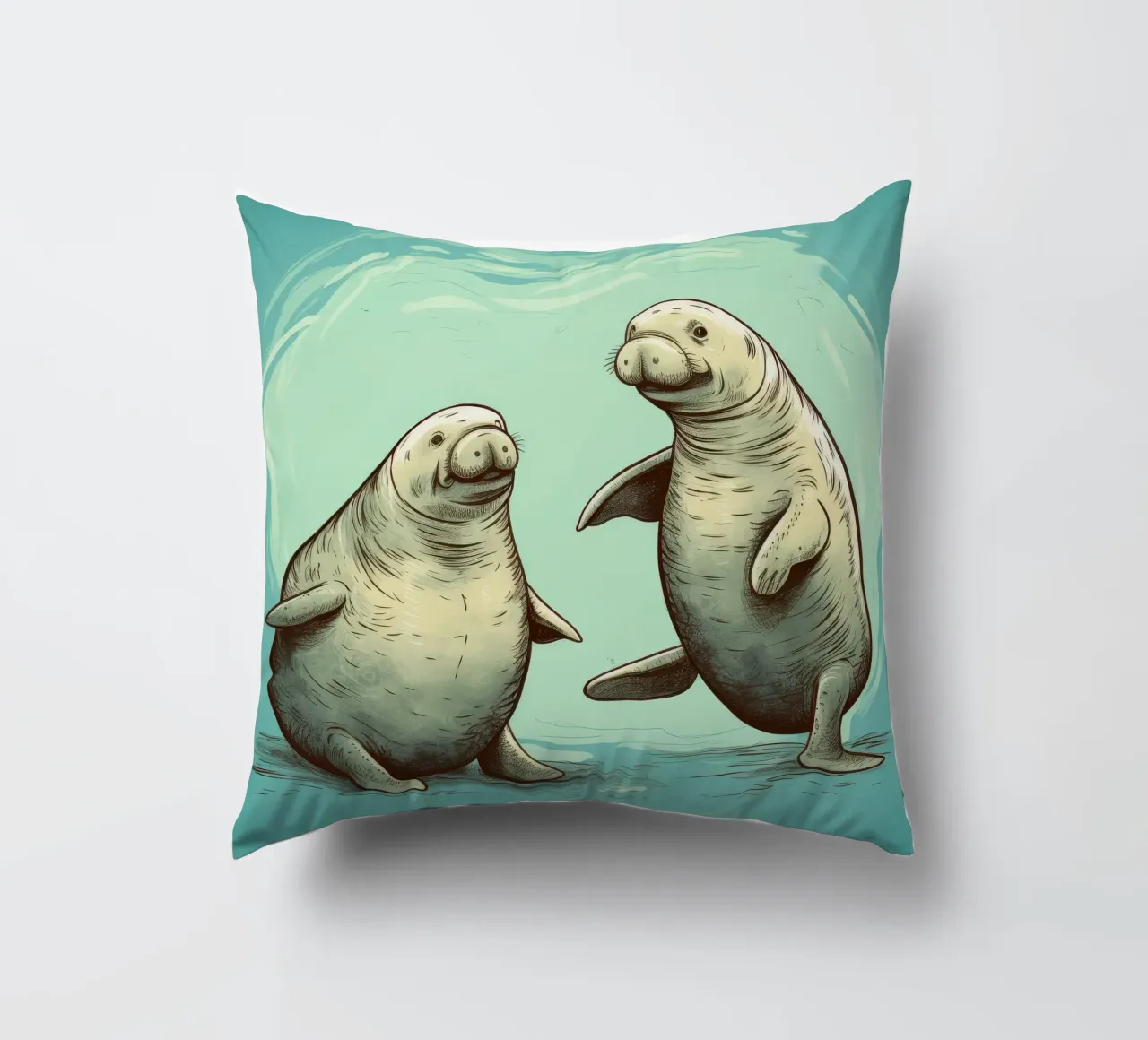 Retro Manatee Duo cuscino da Funny Animals