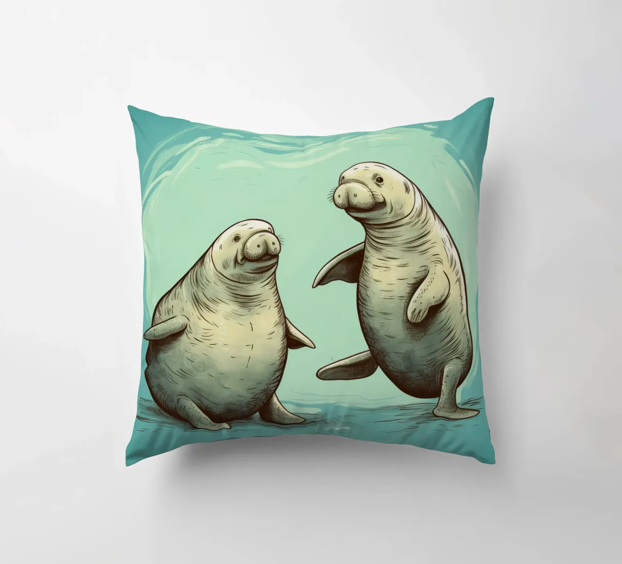 Retro Manatee Duo cuscino da Funny Animals