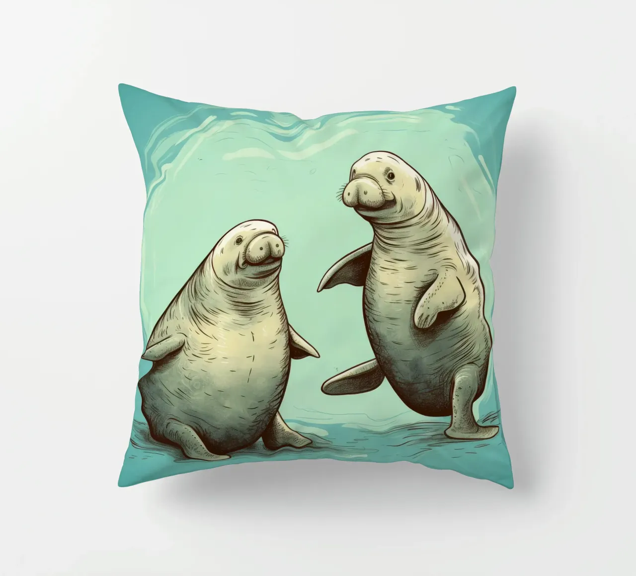 Retro Manatee Duo cuscino da Funny Animals