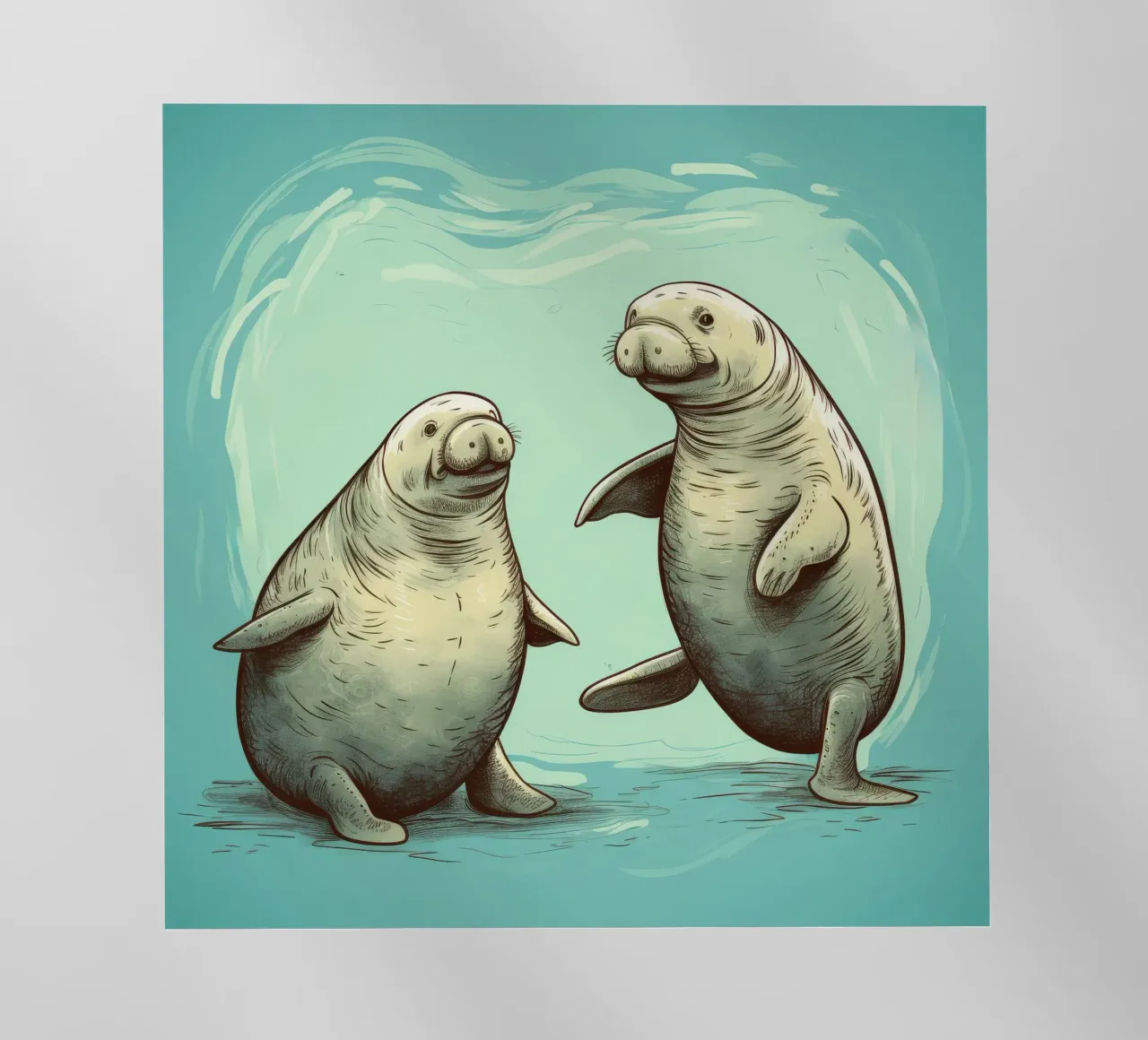 Retro Manatee Duo pellicola backlit da Funny Animals
