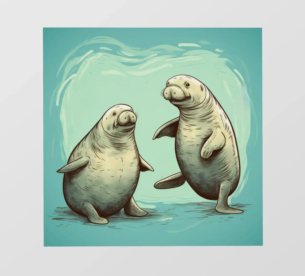 Retro Manatee Duo telo in pvc da Funny Animals