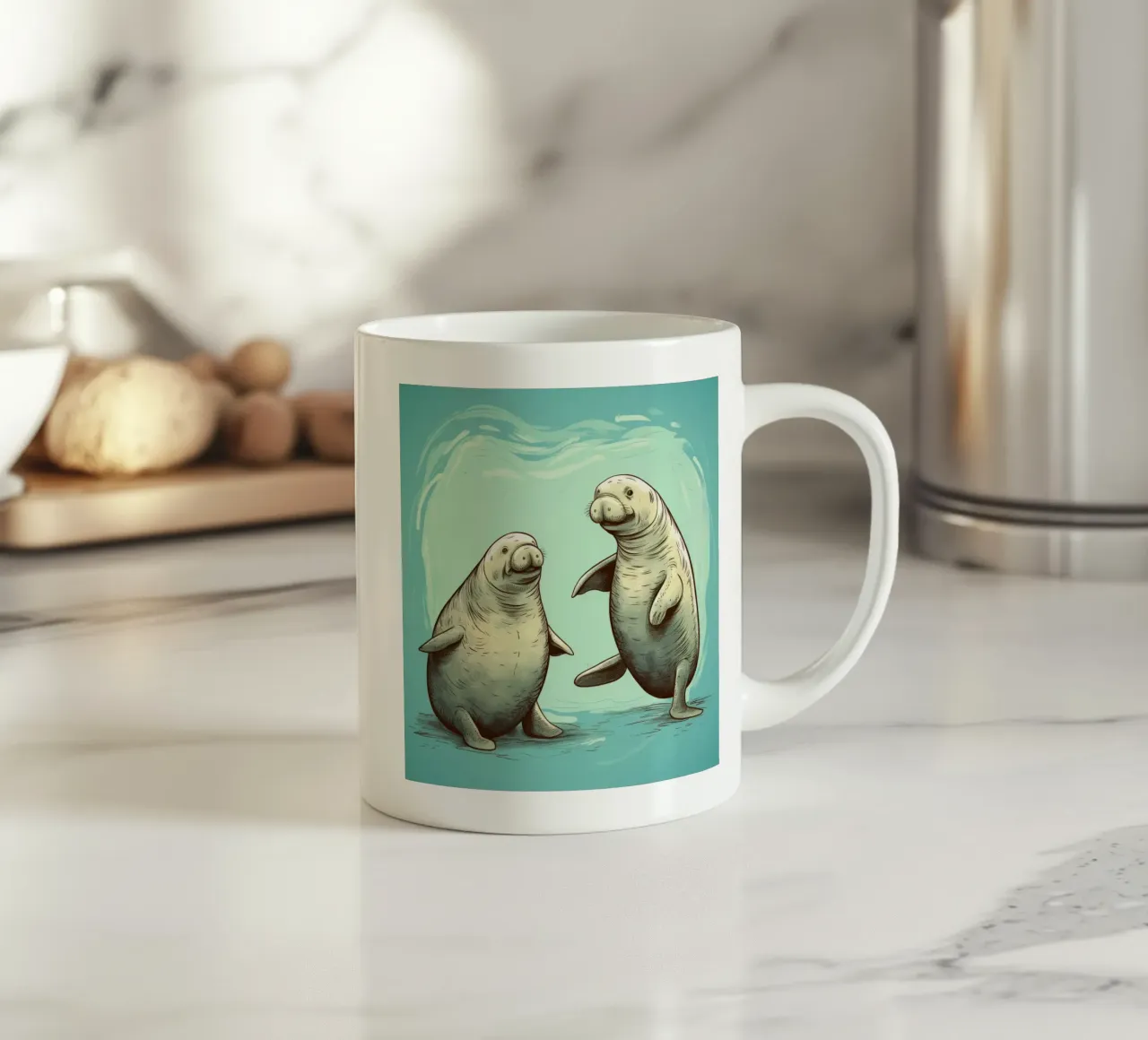 Retro Manatee Duo tazza in ceramica da Funny Animals