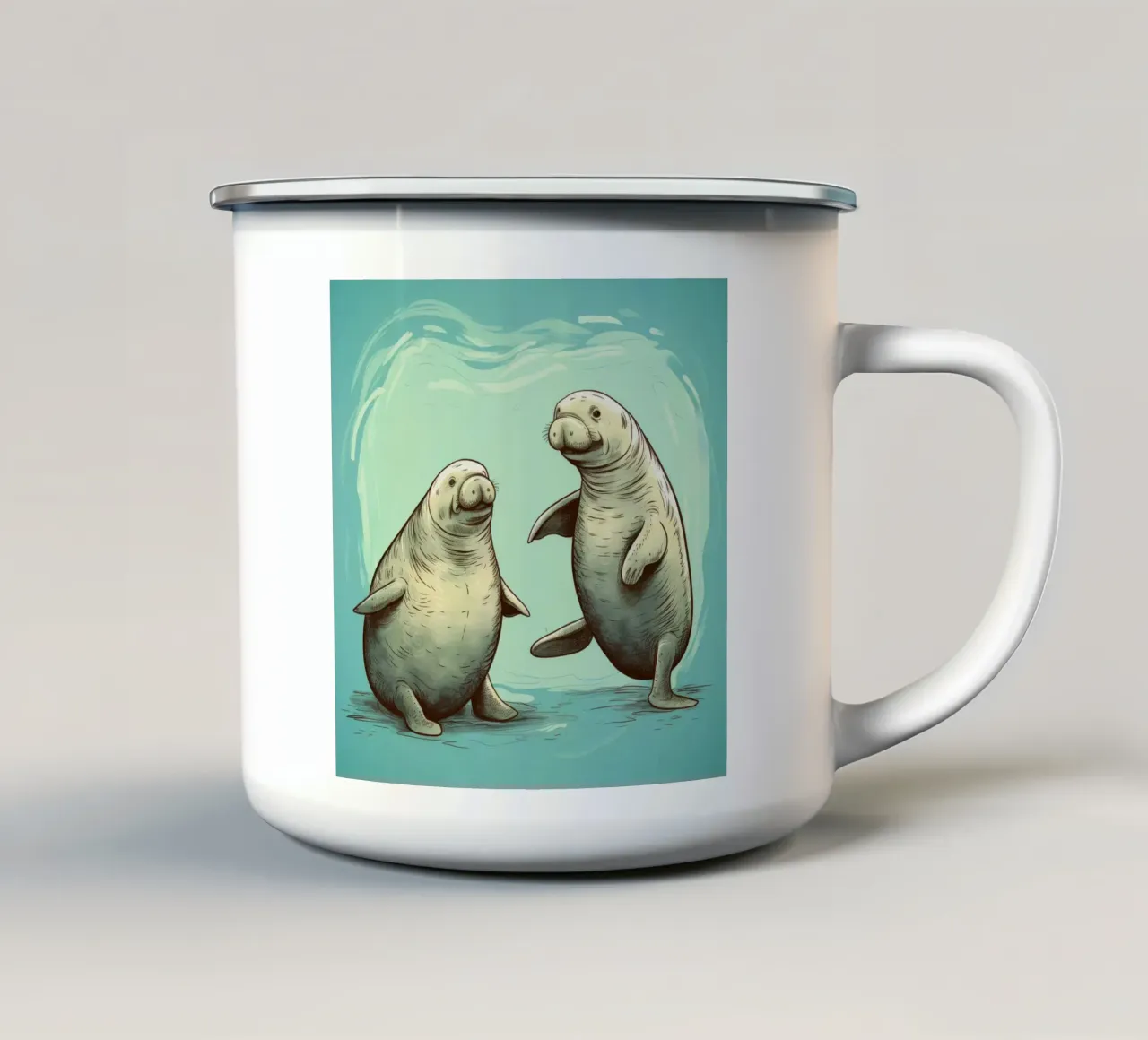Retro Manatee Duo tazza in smalto da Funny Animals