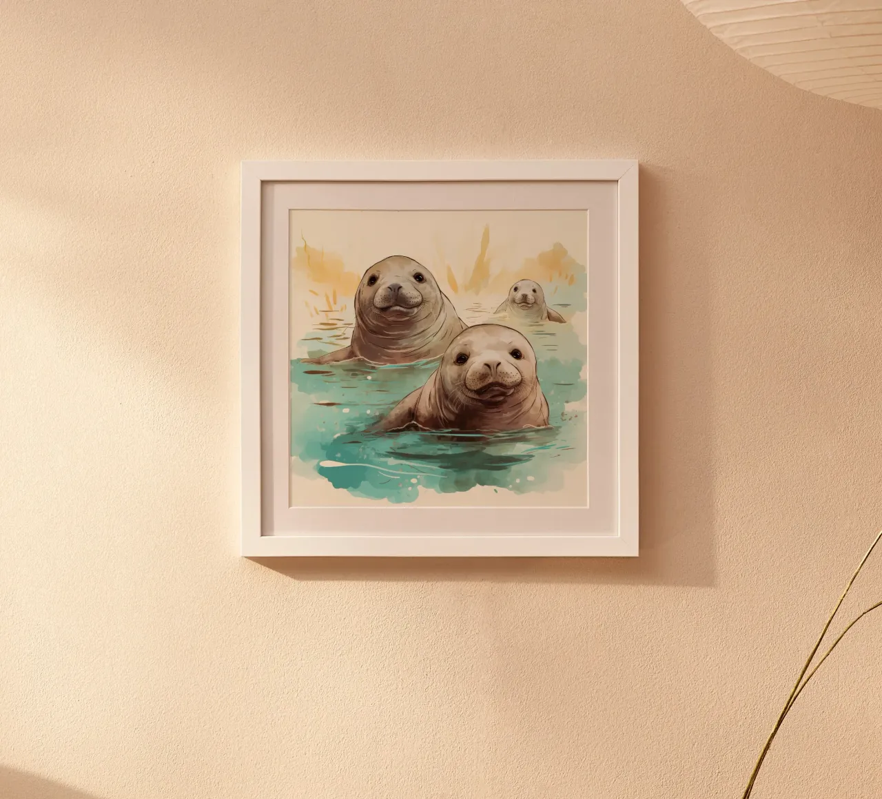 Gang di lamantini retrò poster con telaio in alluminio da Funny Animals