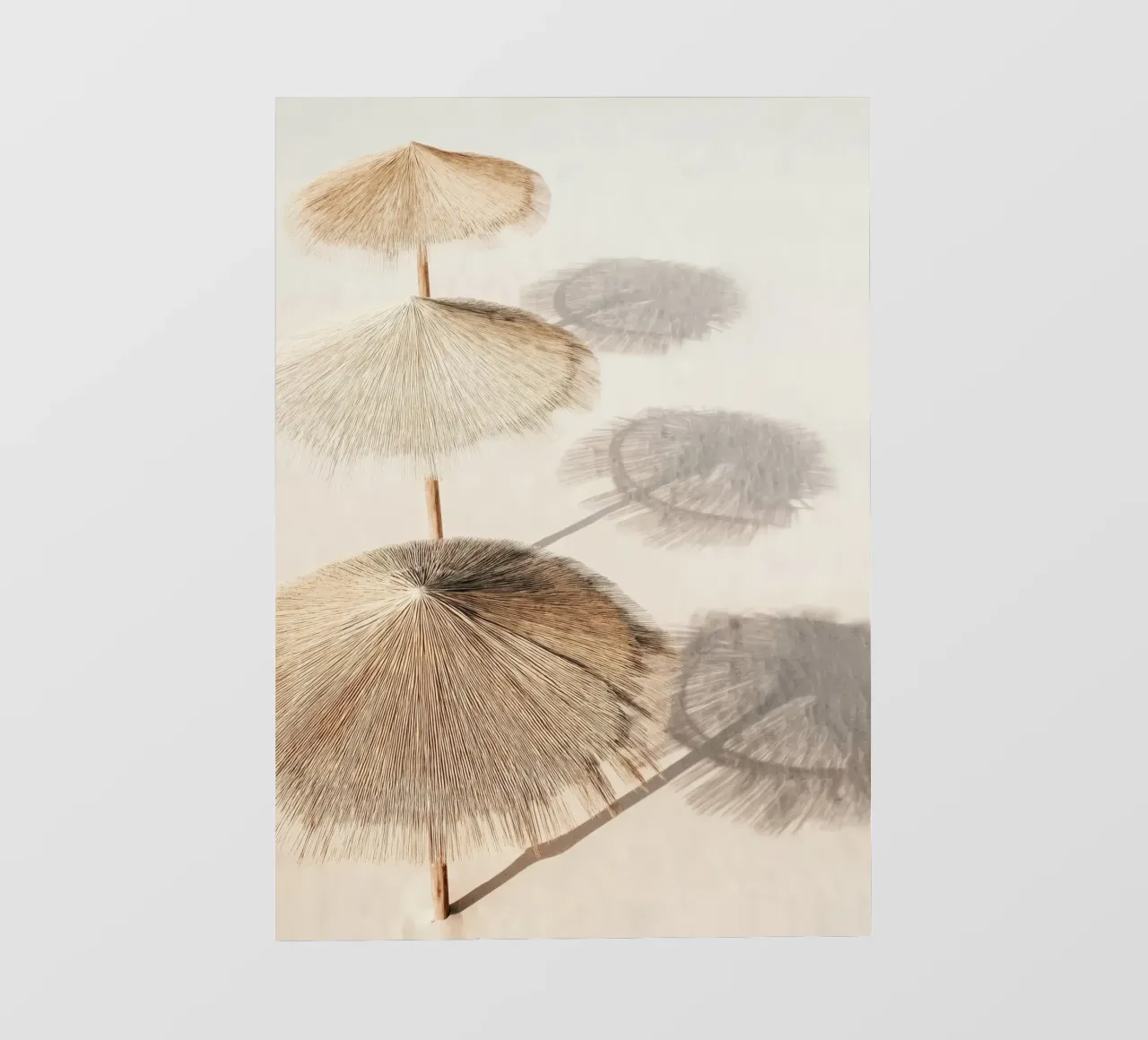 Straw Beach Umbrellas - Minimal Neutral Coastal Poster telo in pvc da Vela Luna