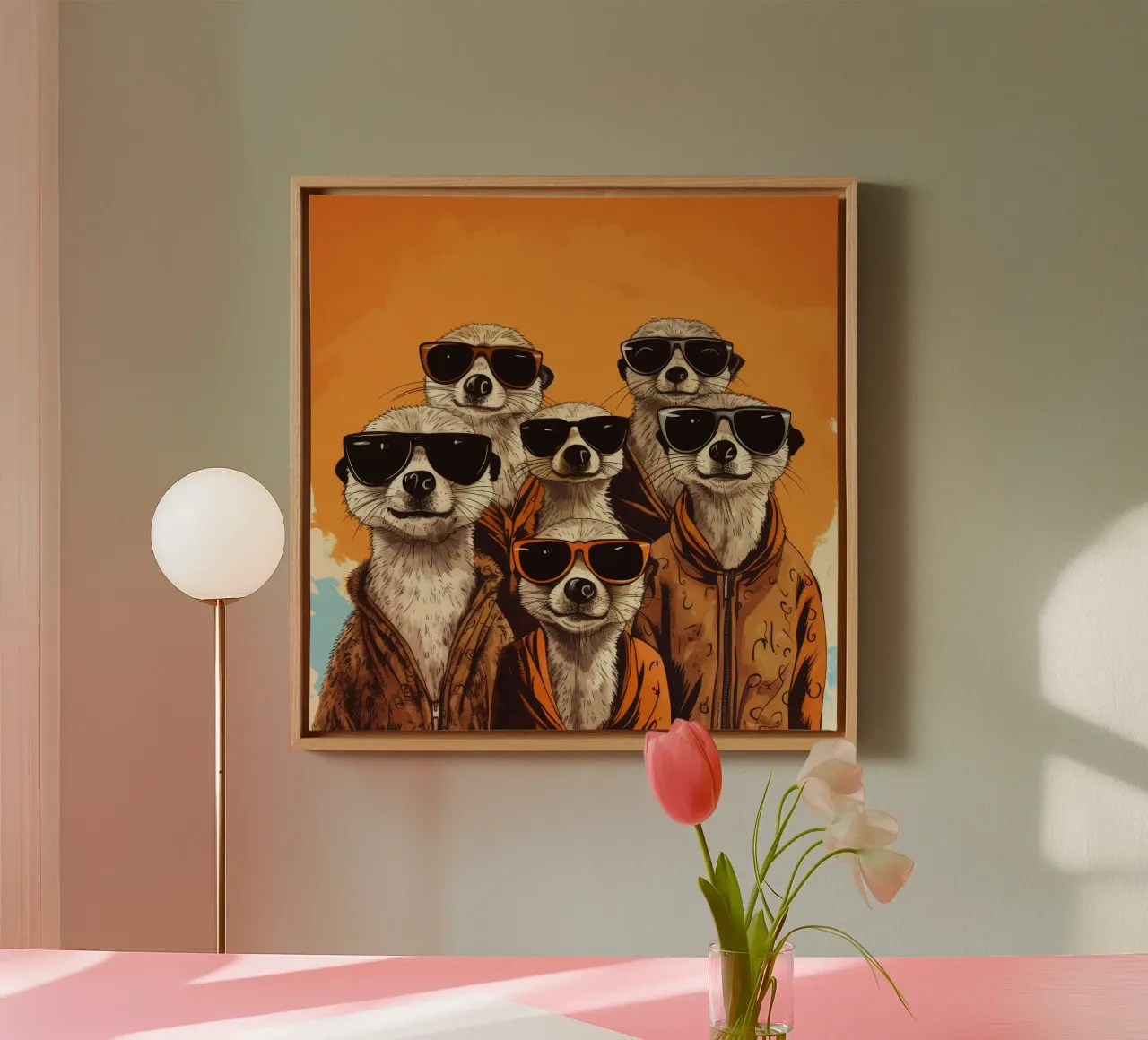 Retro Meerkat Gang tela da Funny Animals