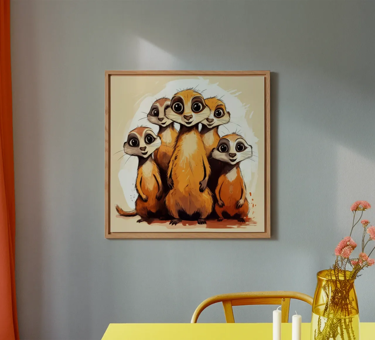 Retro Meerkat Gang Alu-Dibond von Funny Animals