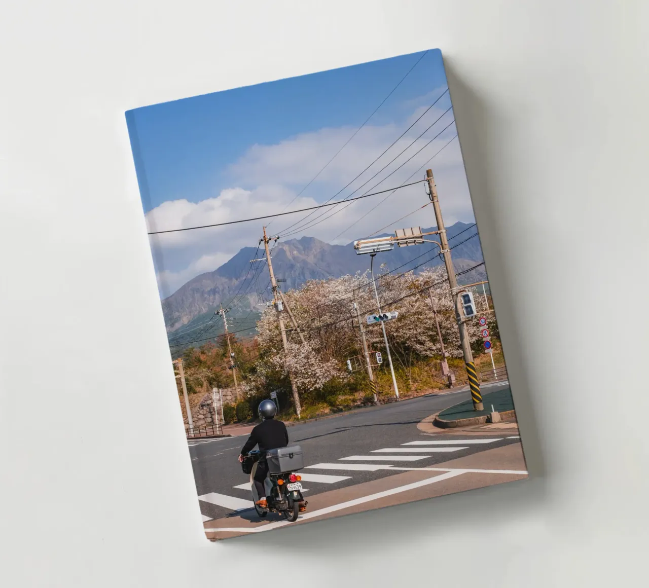 Scena di strada con fiori di ciliegio a Kagoshima, Giappone diario da Marcel Bisig