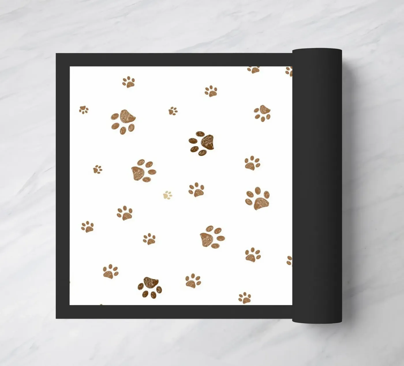 Brown paw prints pattern doormat by gulsengunel