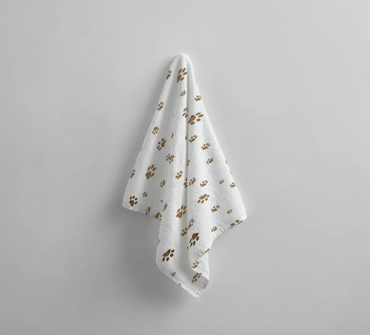 Brown paw prints pattern towel by gulsengunel