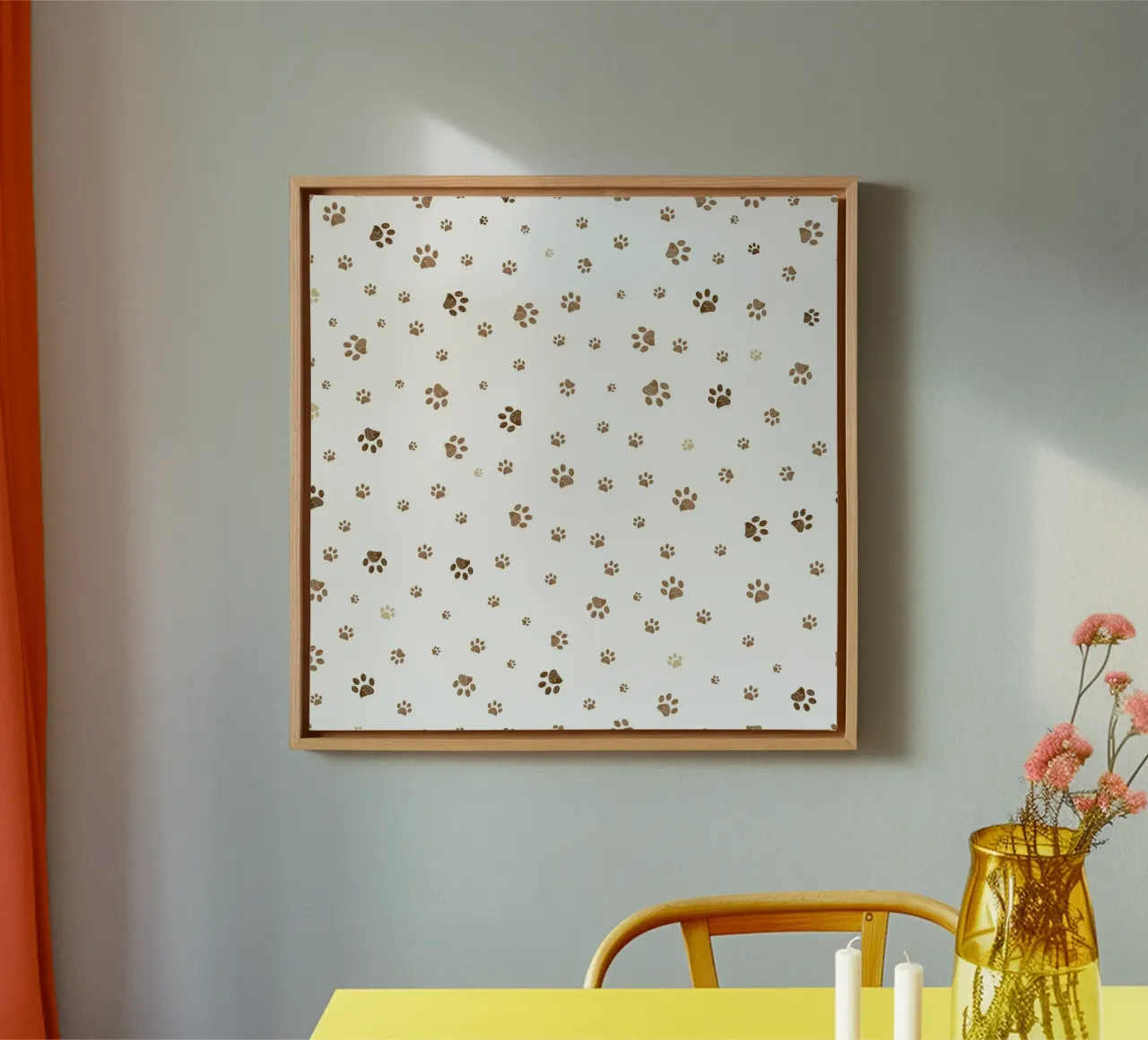 Brown paw prints pattern canvas by gulsengunel