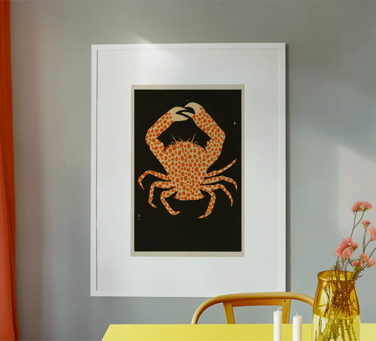 Crab Dance – Graphic Sea Creature Poster poster con telaio in plastica da Tide & Texture