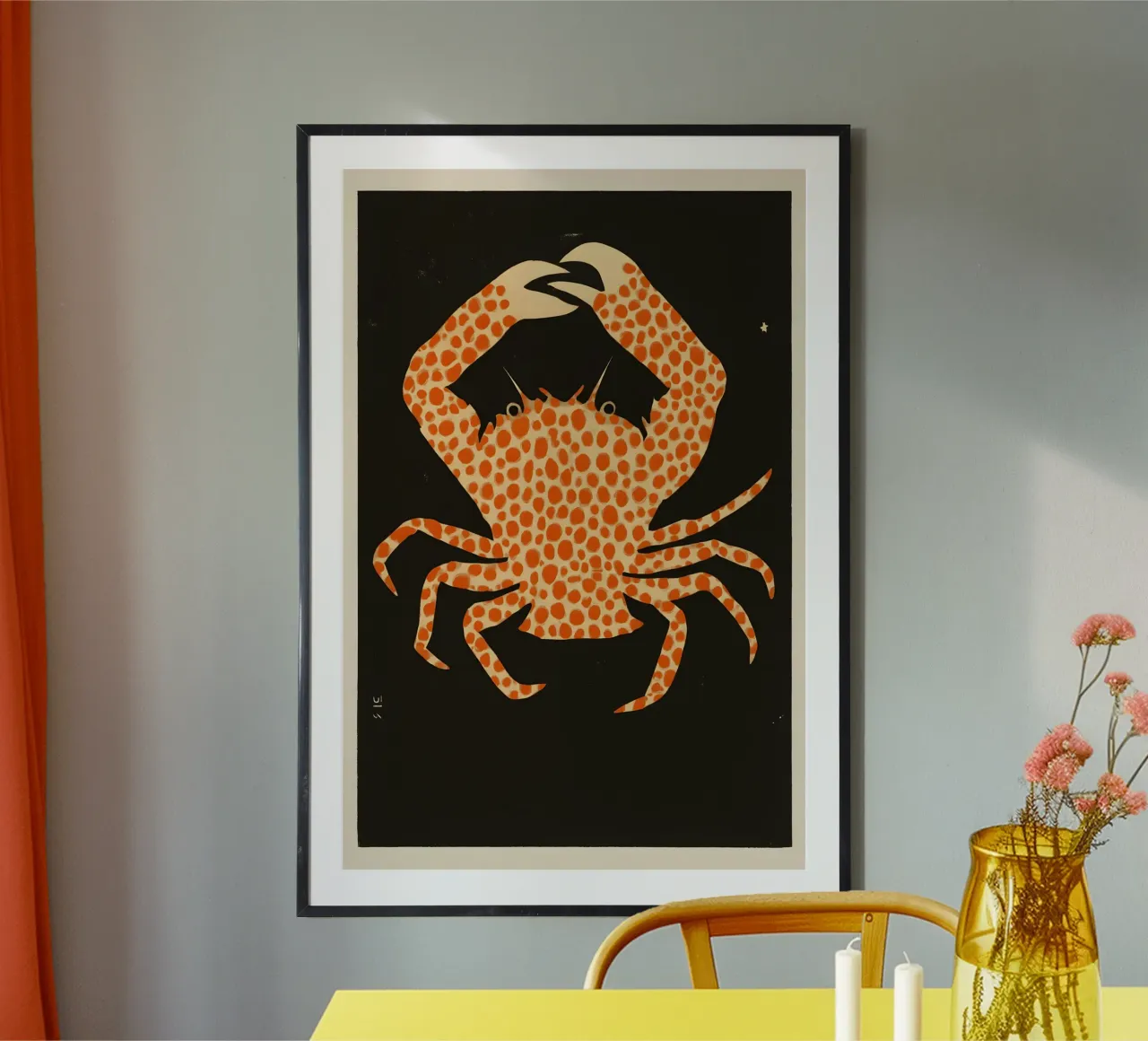 Crab Dance – Graphic Sea Creature Poster poster con telaio in plastica da Tide & Texture