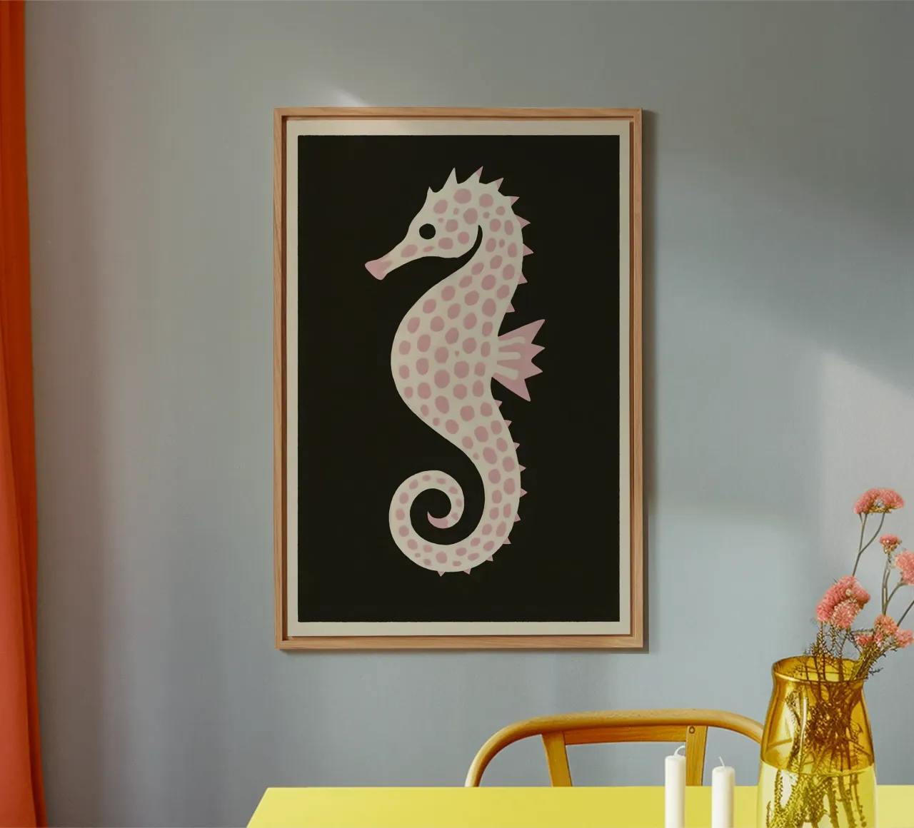 Blush Seahorse – Soft Ocean Wall Art alluminio dibond da Tide & Texture