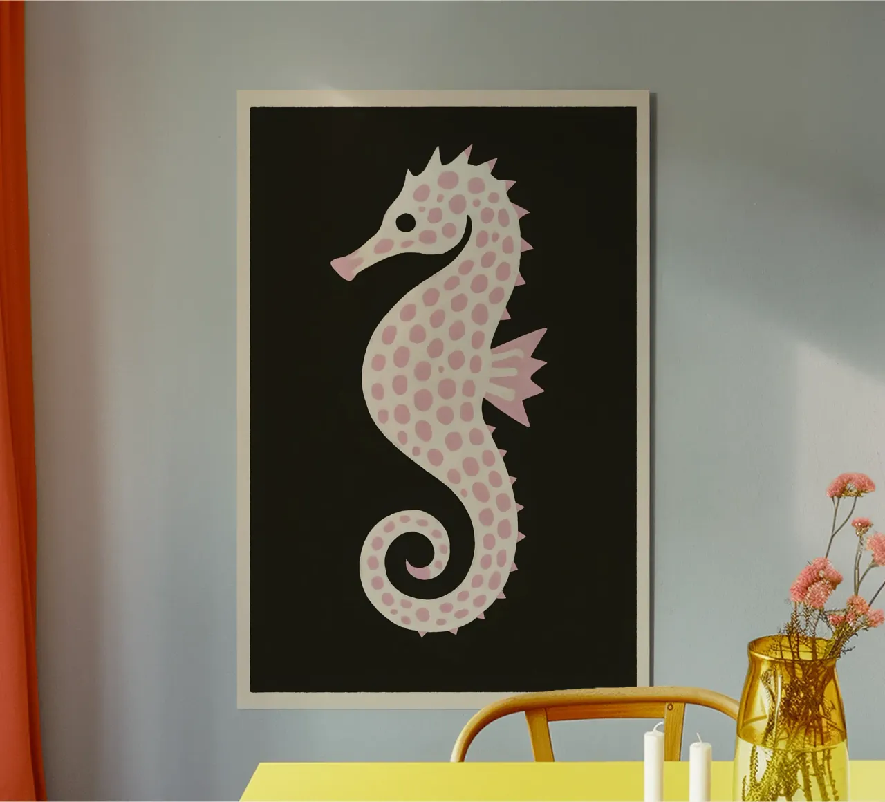 Blush Seahorse – Soft Ocean Wall Art alluminio dibond da Tide & Texture