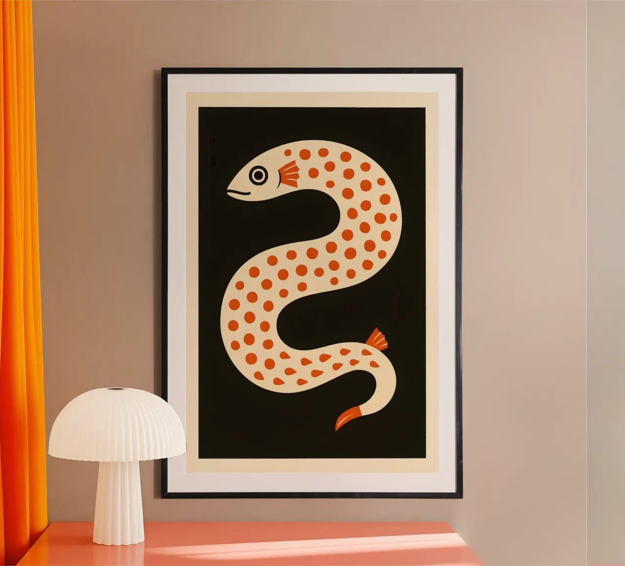 Spotted Swayer – Stylised Eel Poster poster con telaio in alluminio da Tide & Texture