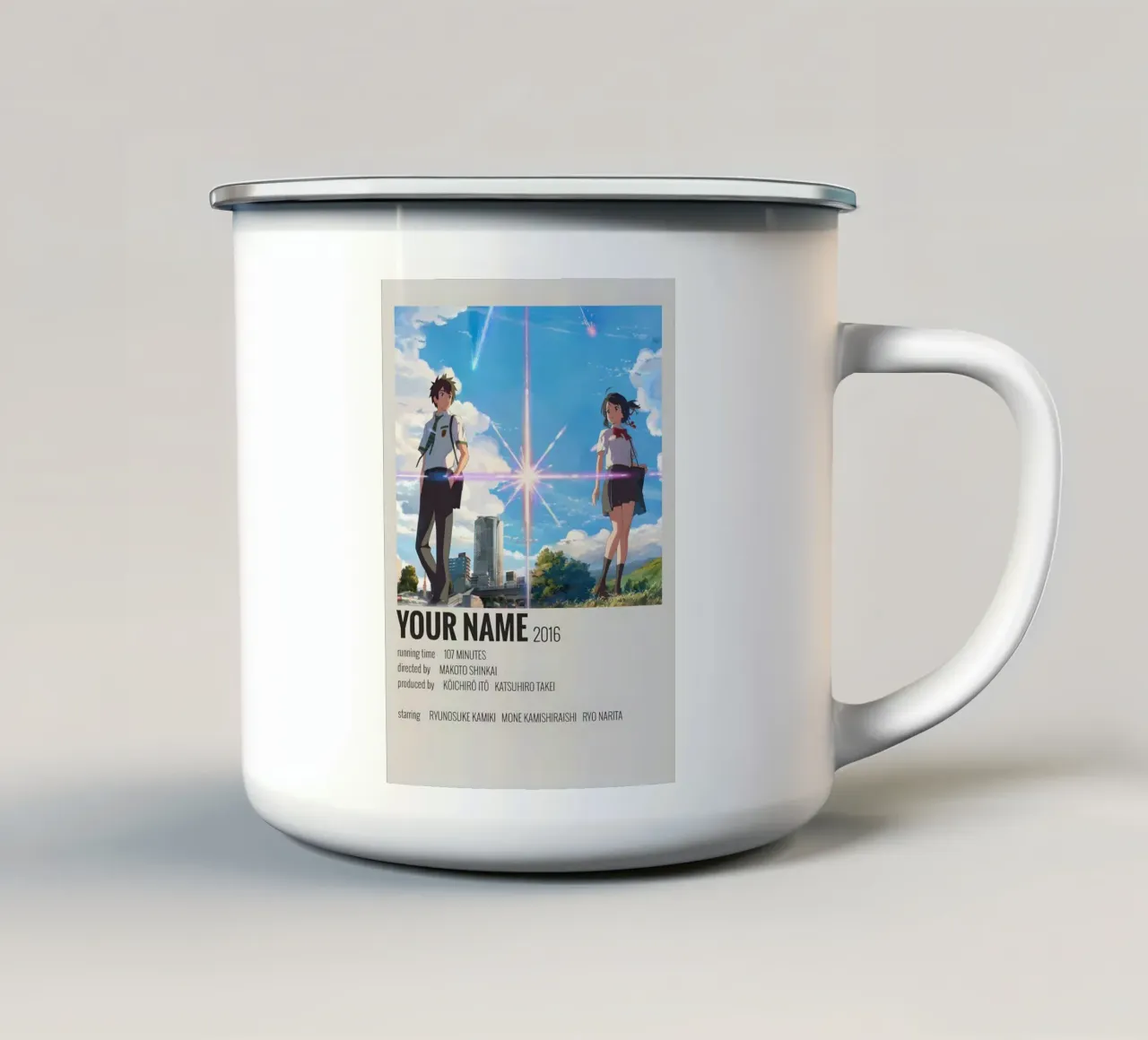 YOUR NAME 2016 taza de esmalte de MVFminimalist