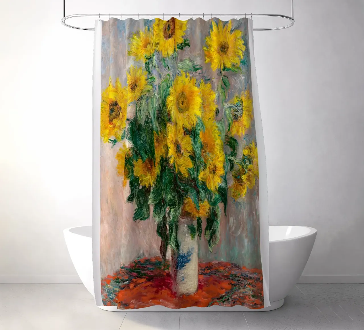Monet Bouquet of Sunflowers 1881 shower curtain by Jam Poster