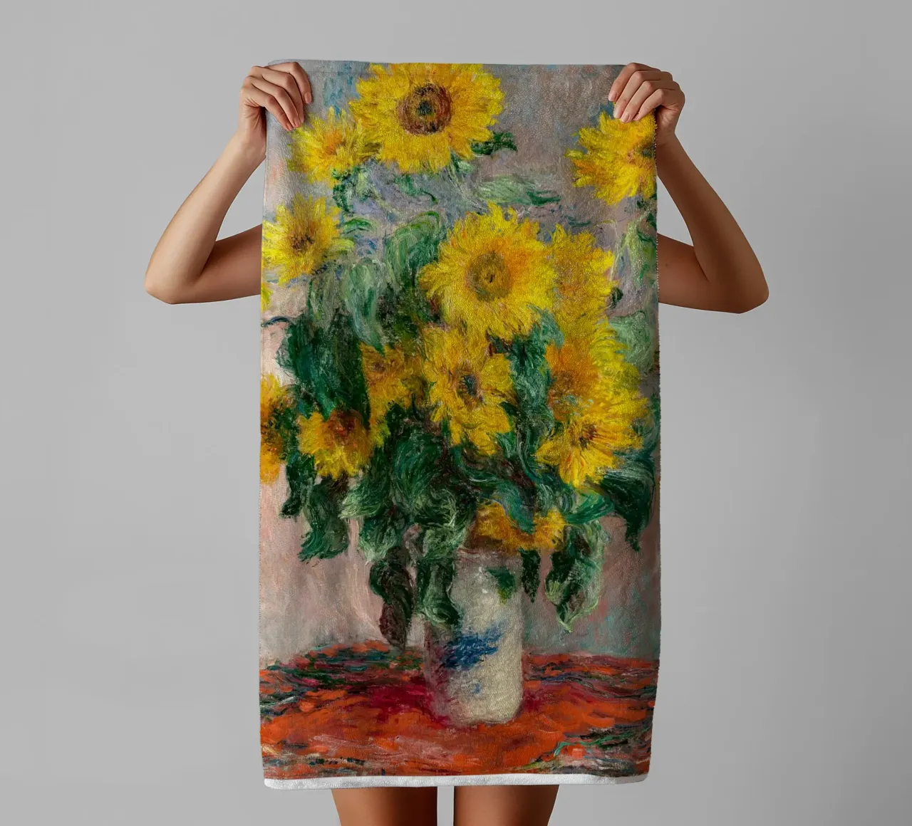 Bouquet di girasoli di Monet 1881 asciugamano da bagno da Jam Poster