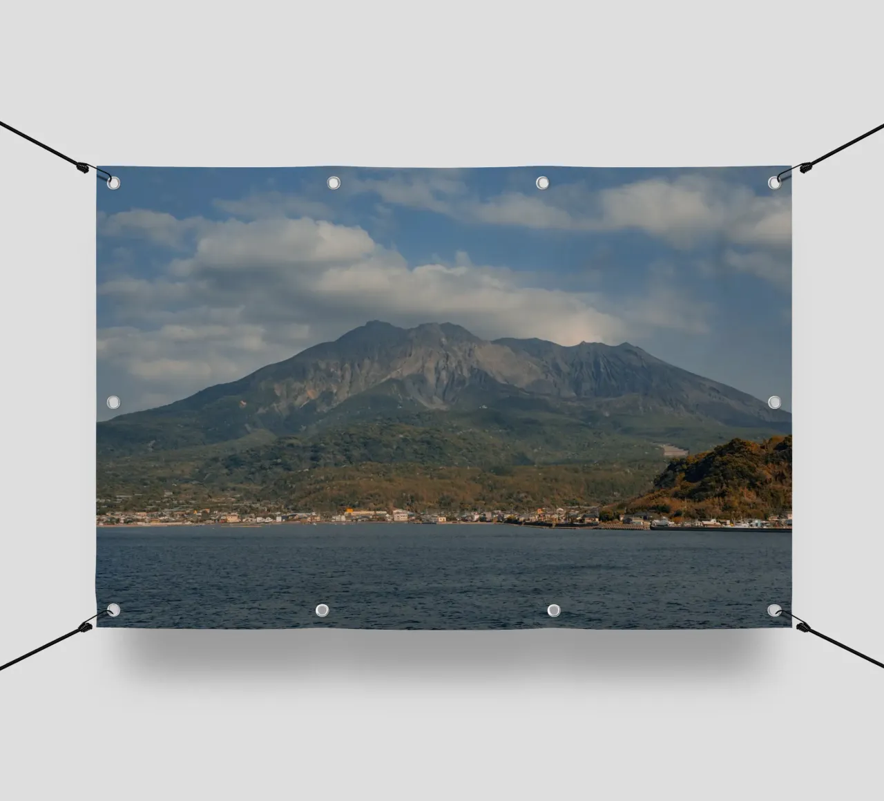 Vulkaan Sakurajima in Kagoshima, Japan pvc-zeil van Marcel Bisig