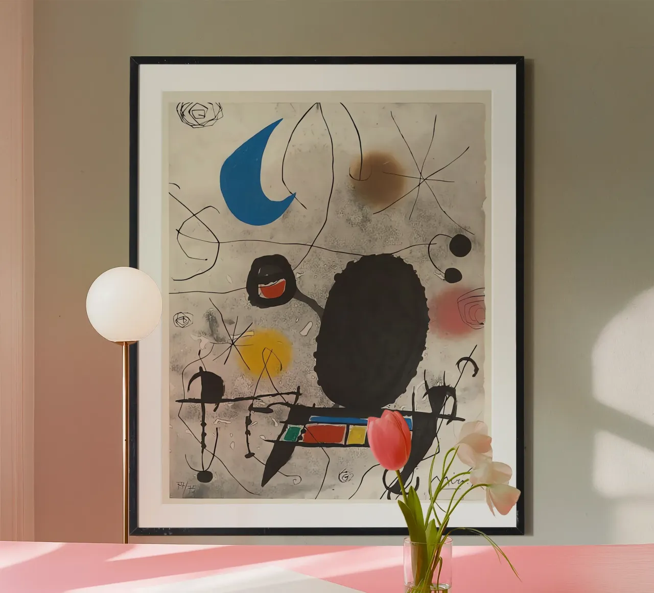 Uccello solare Uccello lunare poster con telaio in legno da Narciso
