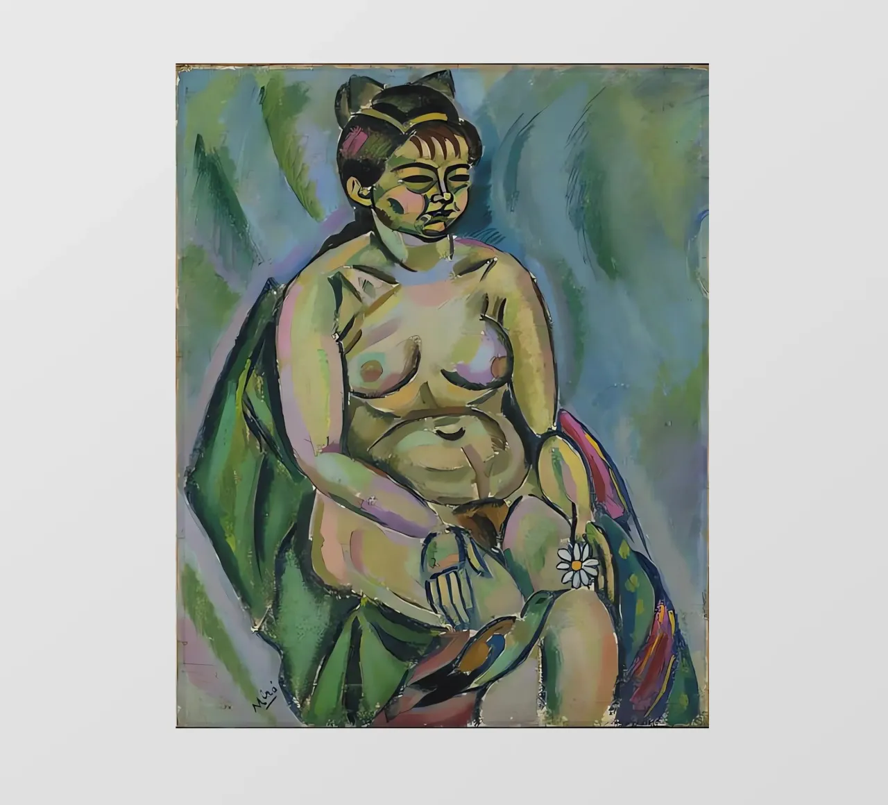 Seated Nude Holding a Flower pvc cover by Narciso