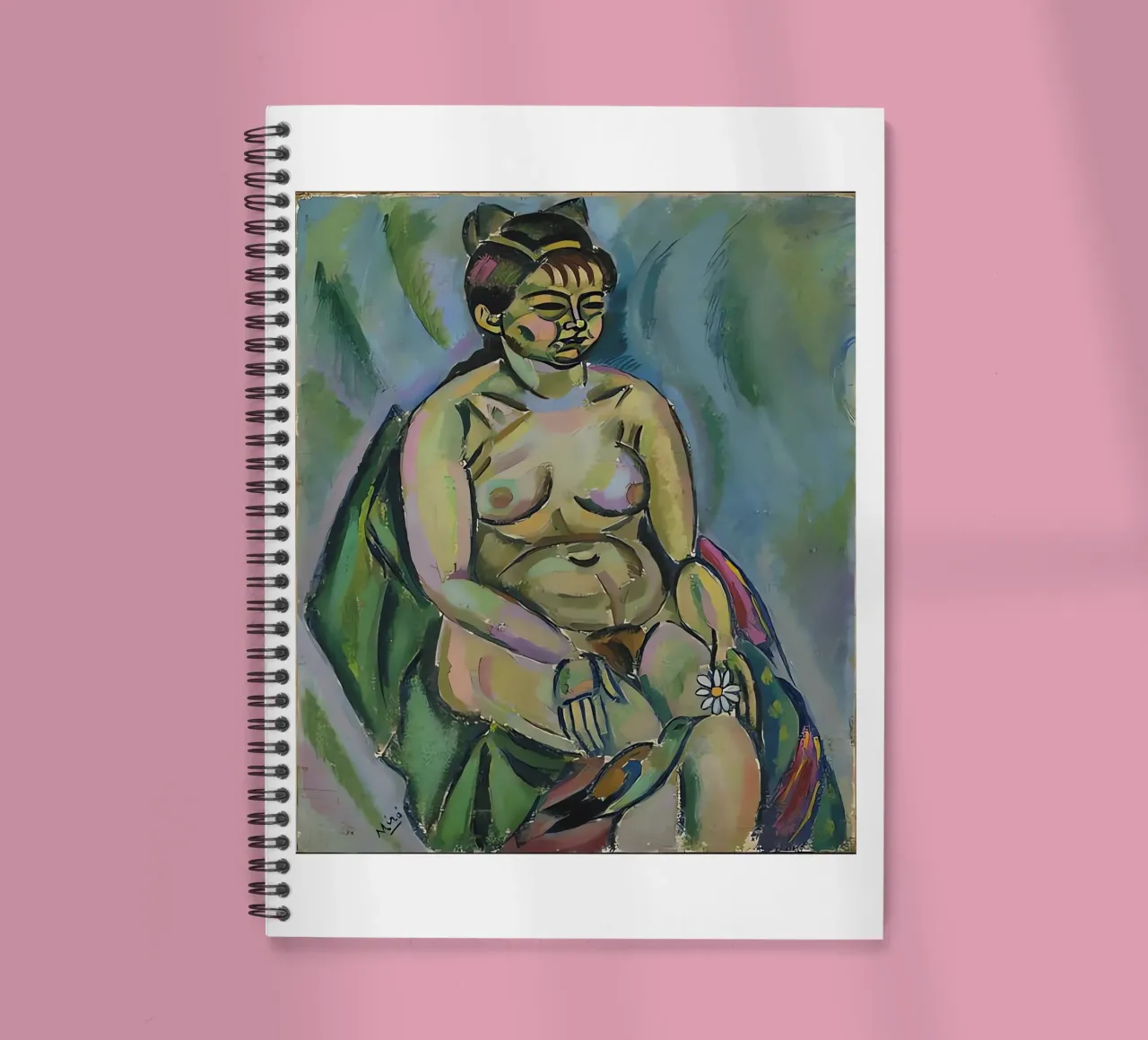 Seated Nude Holding a Flower spiral notebook by Narciso