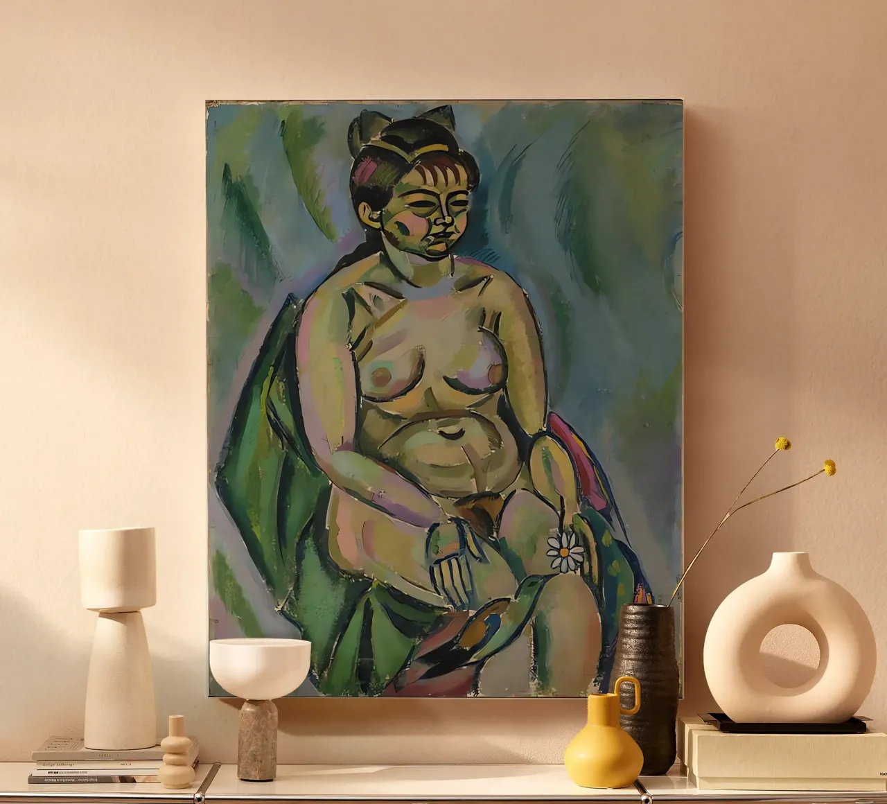 Seated Nude Holding a Flower canvas by Narciso
