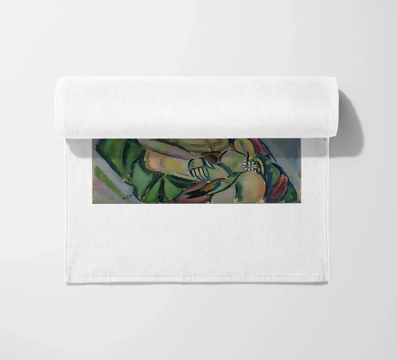 Zittend naakt met een bloem strandhanddoek van Narciso